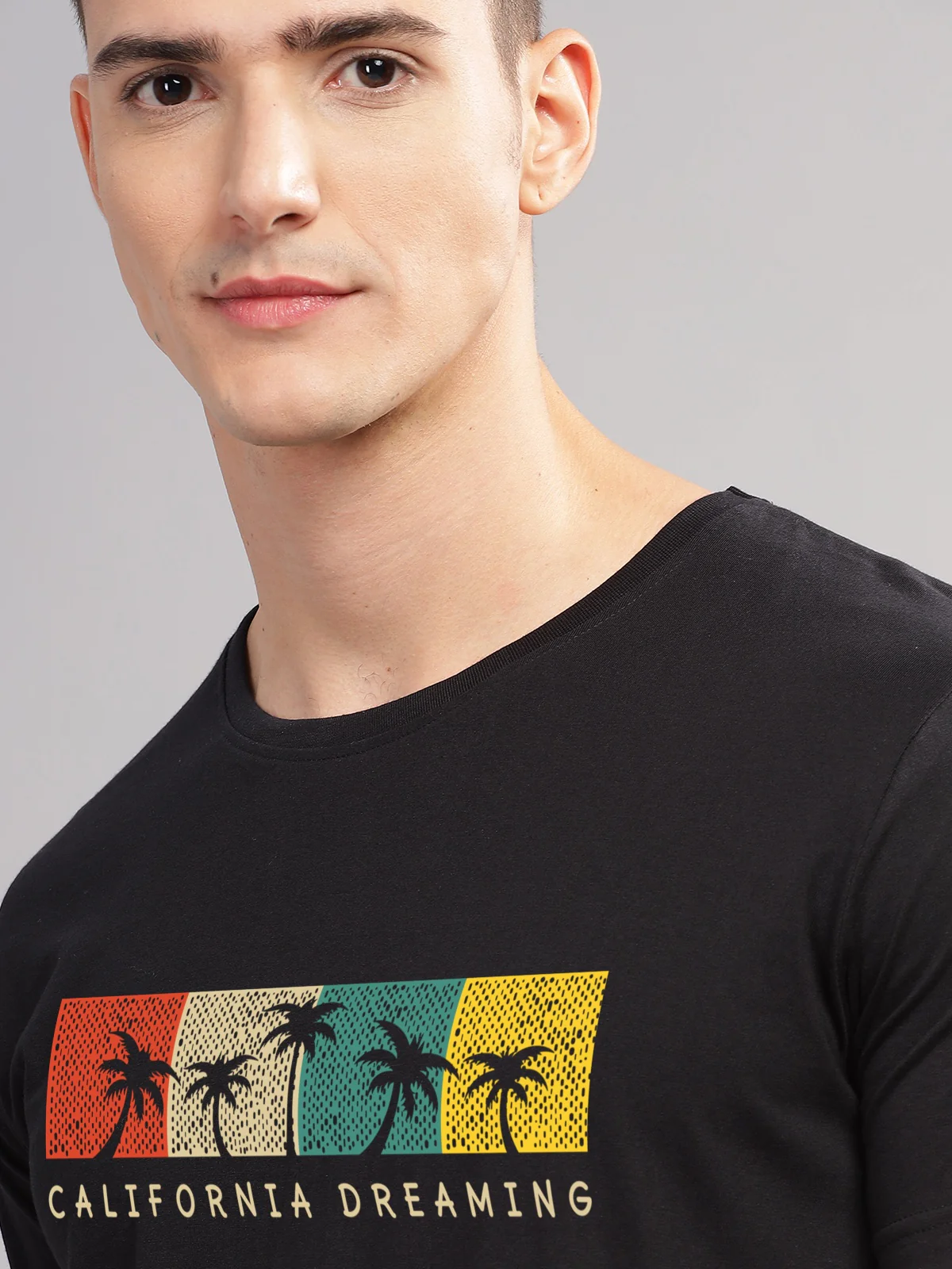 Men Black Round Neck T Shirt - Image 2
