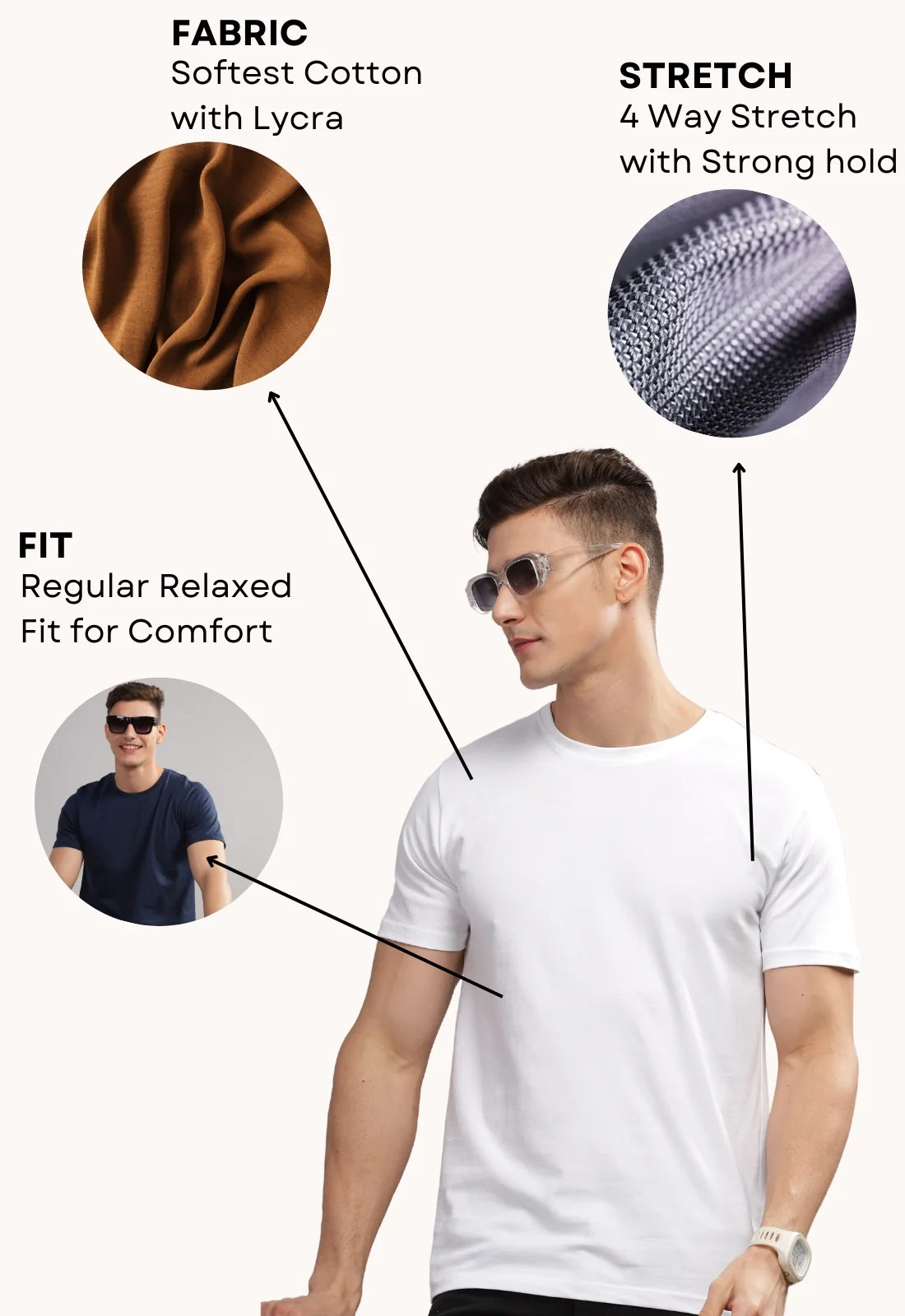 Men Black Round Neck T Shirt - Image 5
