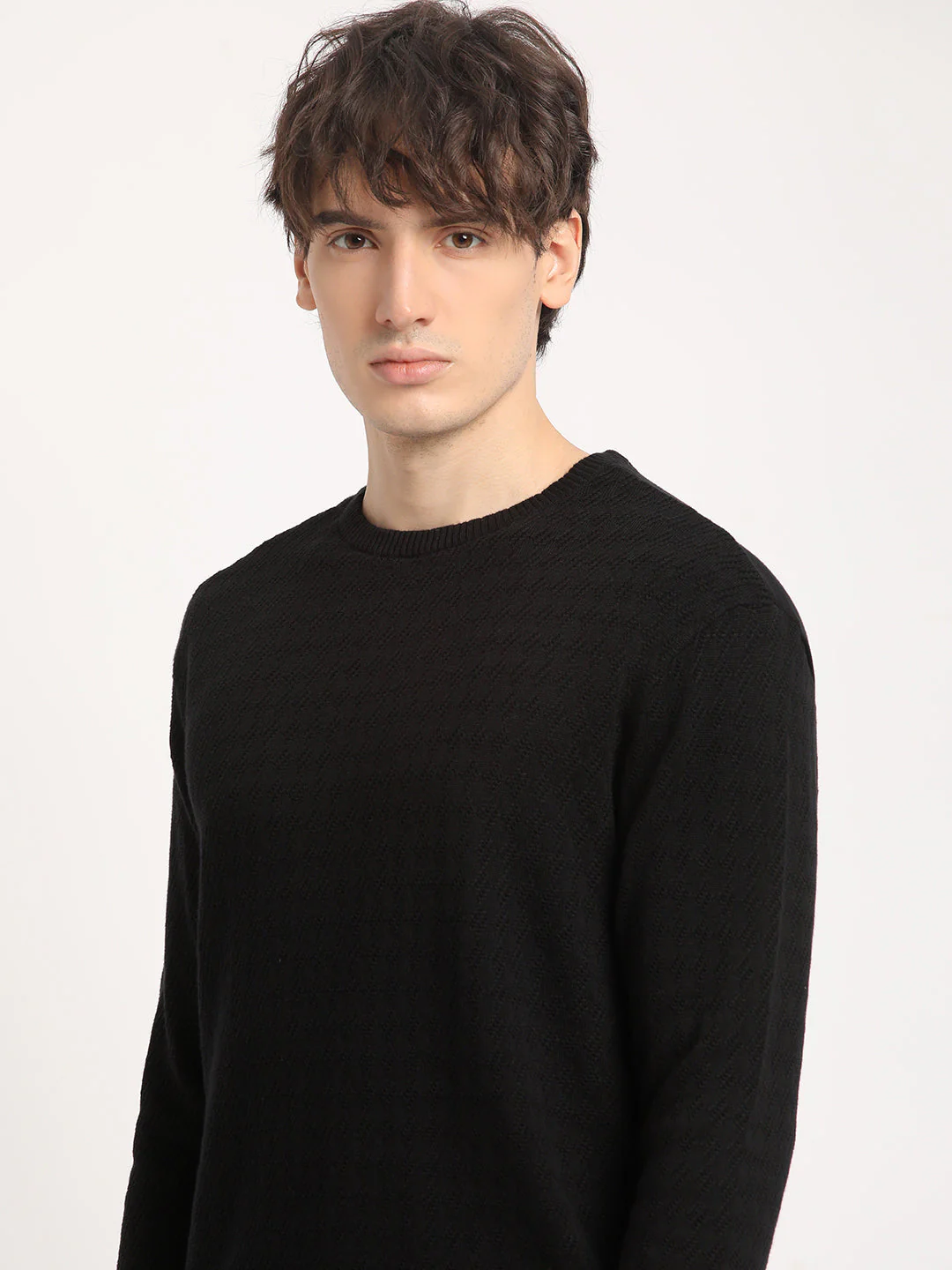 Men Black Self Design Relaxed Fit T-shirt - Image 6