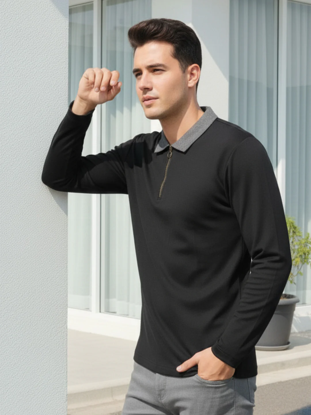 Men Black Semi-Formal Wear T-Shirt - Image 6