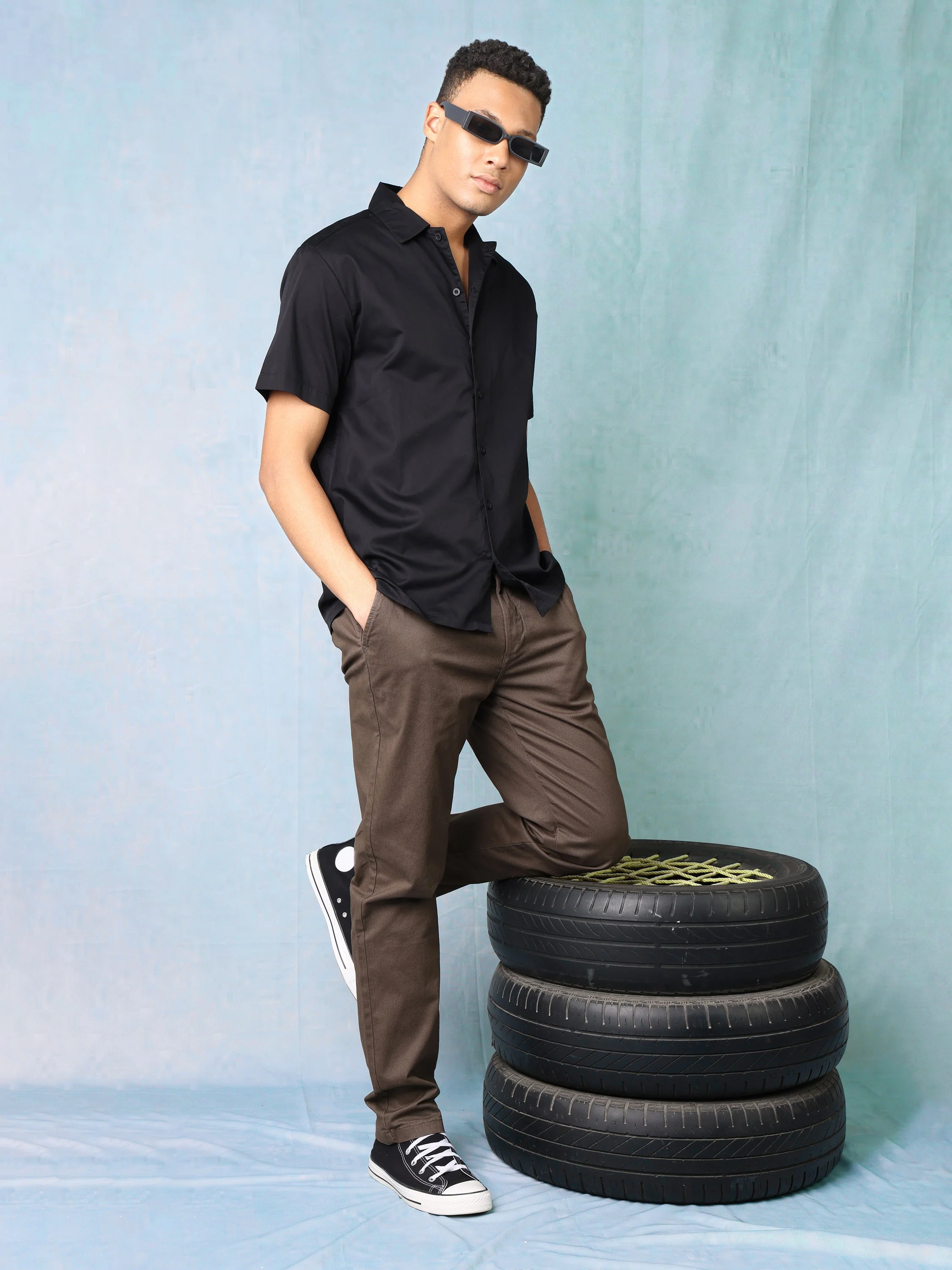 Men Black Shirt with Printed Back - Image 3