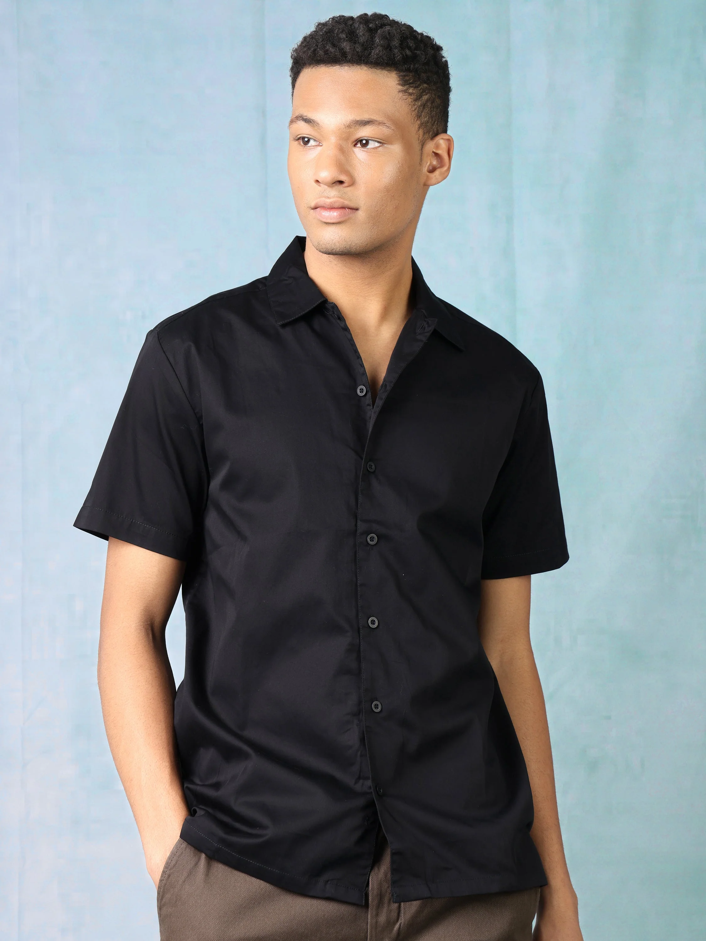 Men Black Shirt with Printed Back - Image 5