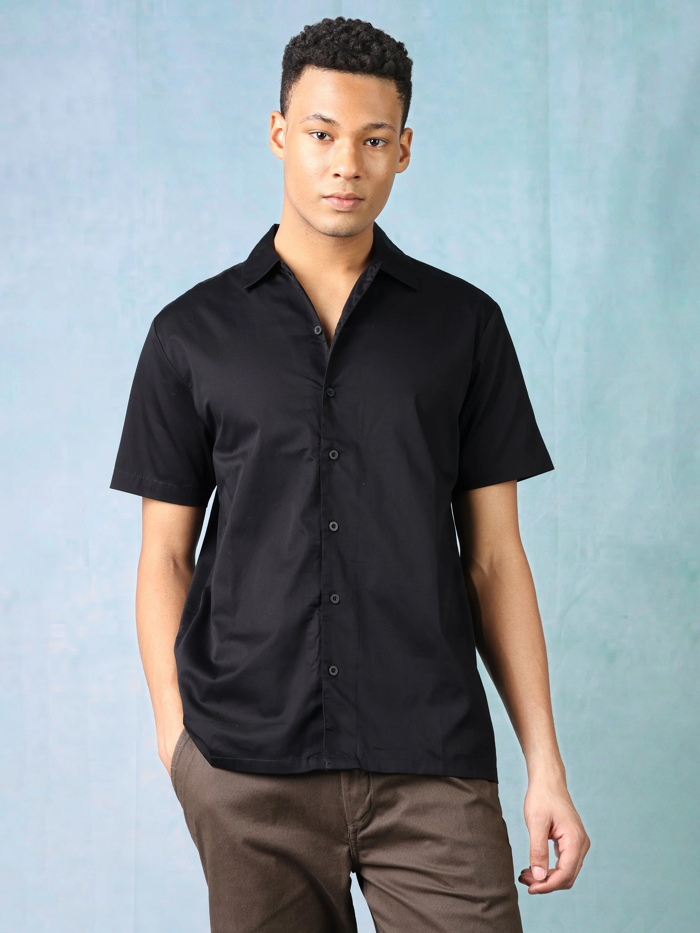 Men Black Shirt with Printed Back - Image 6