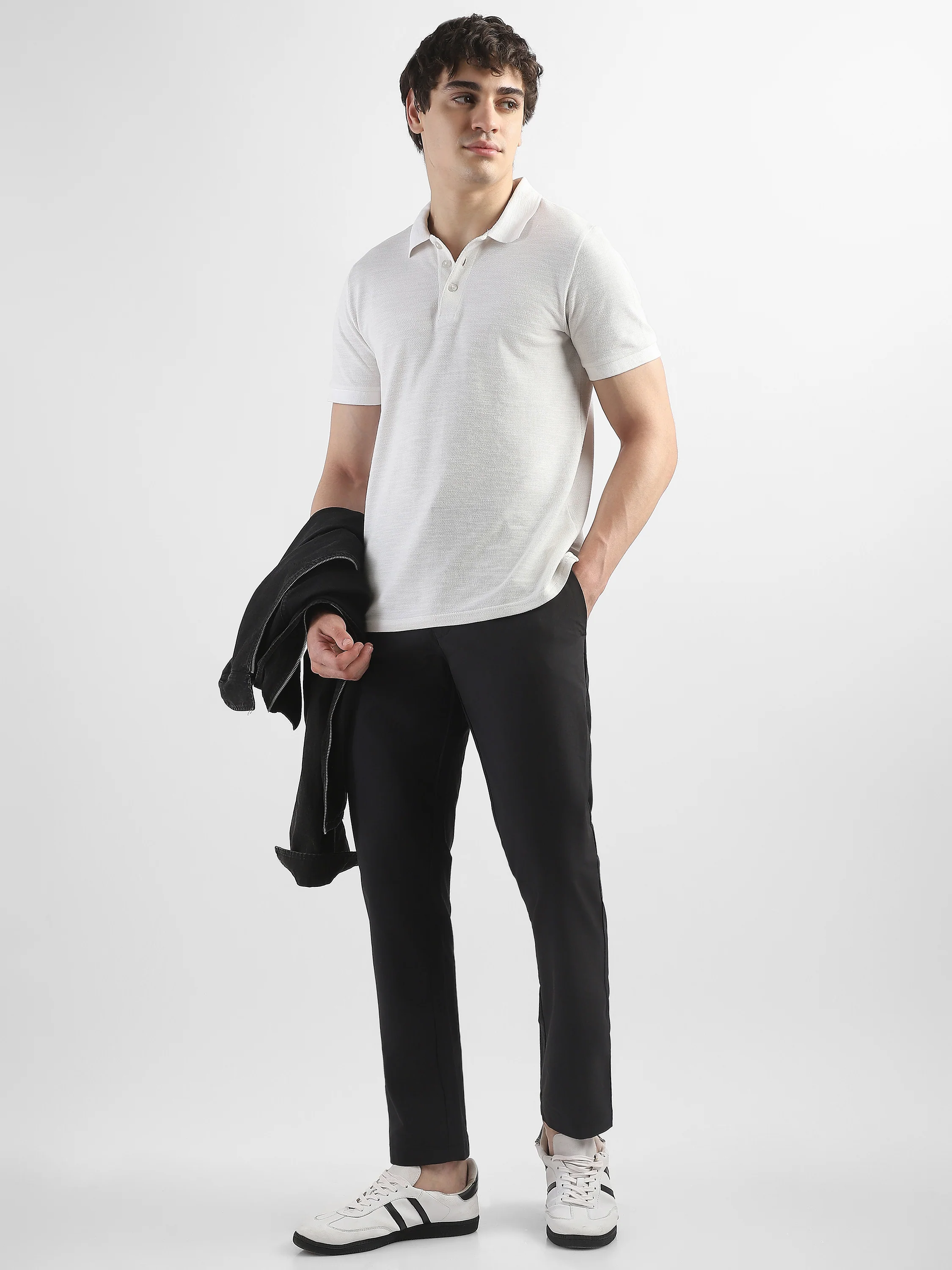 Men Black Slim Fit Formal Trouser - Image 2