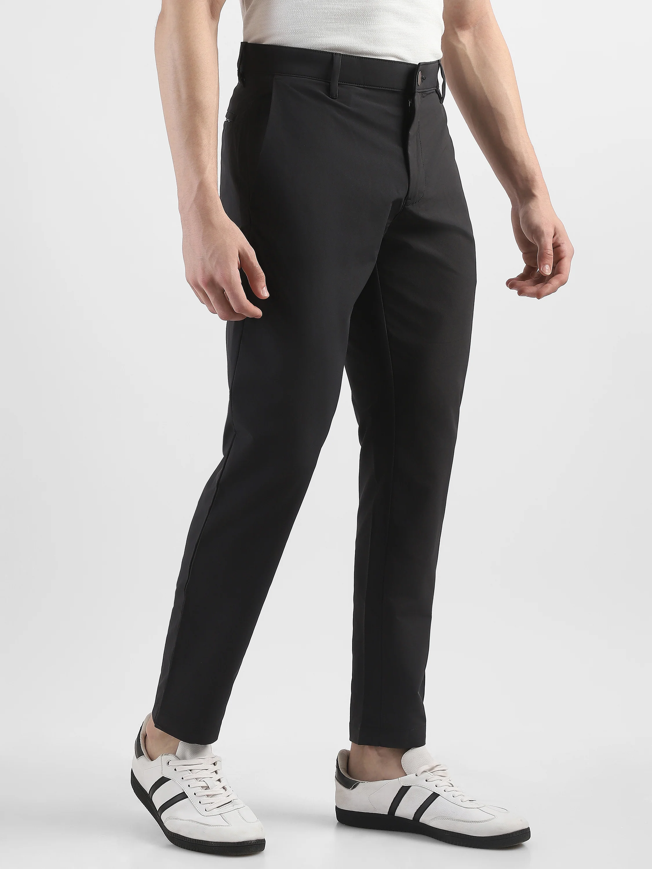 Men Black Slim Fit Formal Trouser - Image 5