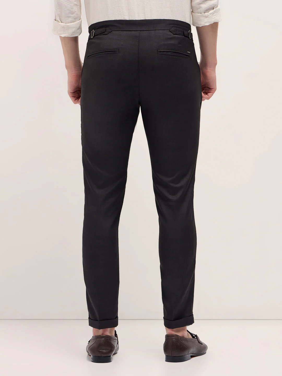 Men Black Slim Fit Formal Trouser - Image 2