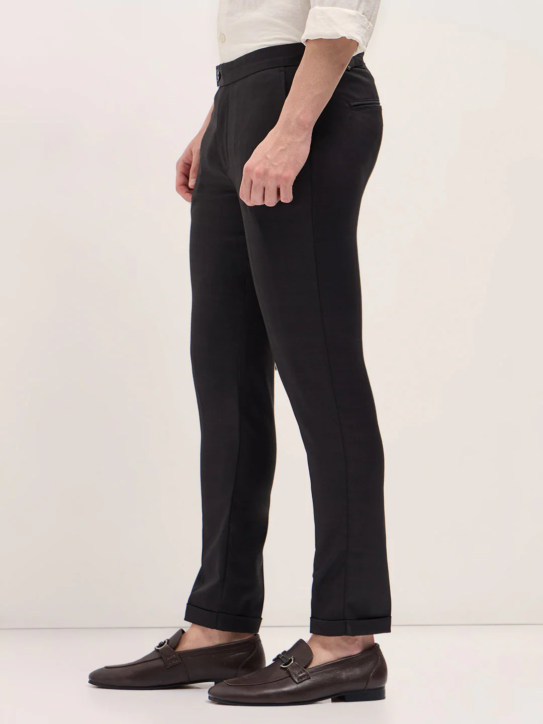 Men Black Slim Fit Formal Trouser - Image 3