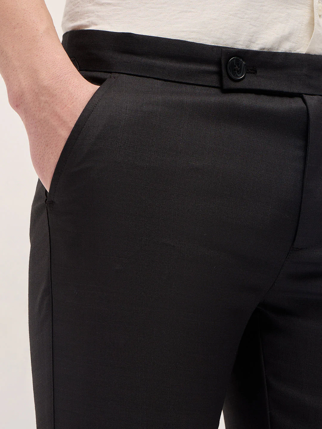 Men Black Slim Fit Formal Trouser - Image 6