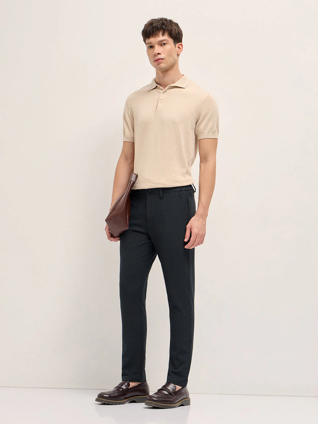 Men Black Slim Fit Formal Trouser - Image 4