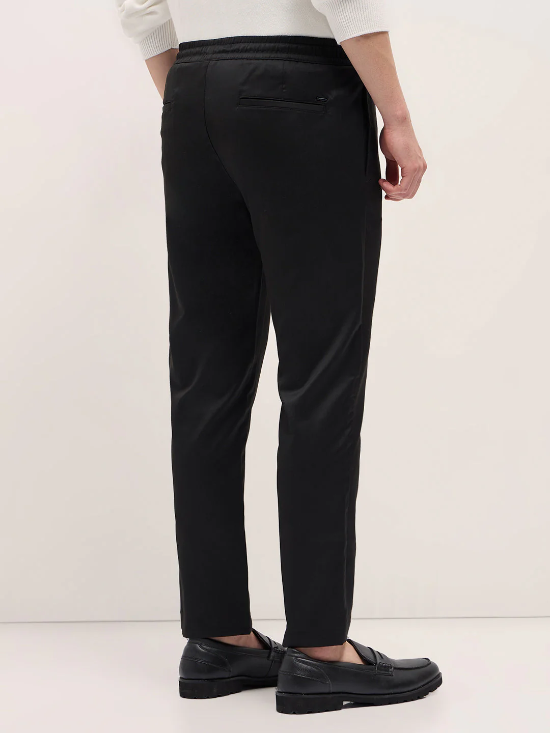 Men Black Slim Fit Formal Trouser - Image 2