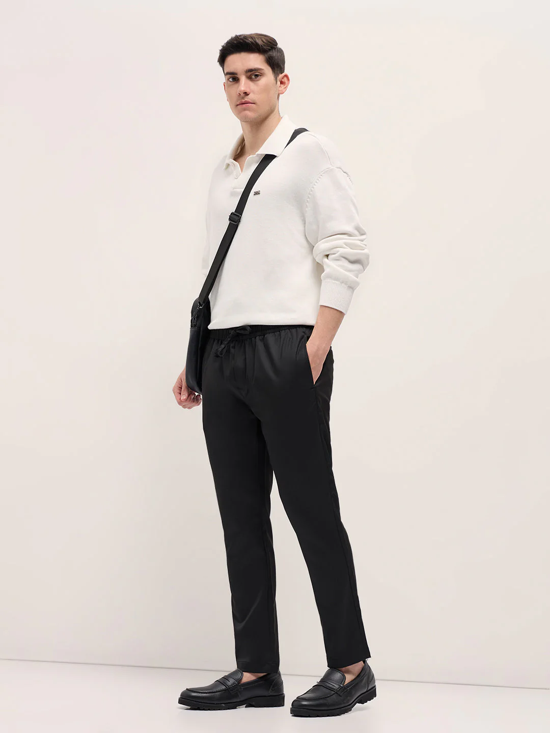 Men Black Slim Fit Formal Trouser - Image 4