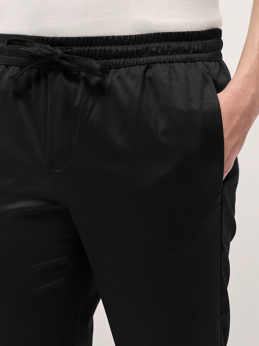 Men Black Slim Fit Formal Trouser - Image 5