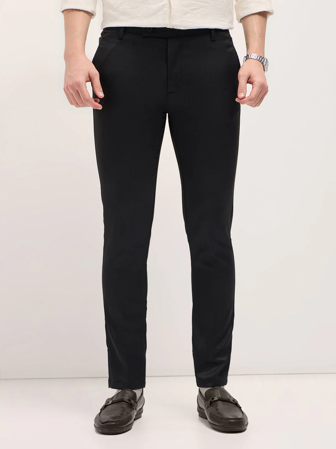 Men Black Slim Fit Formal Trouser