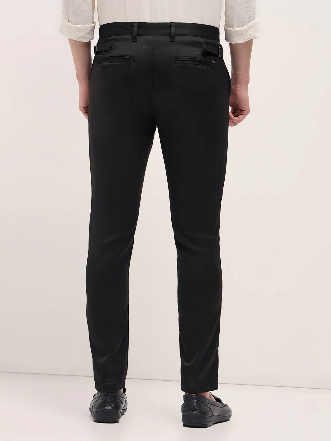 Men Black Slim Fit Formal Trouser - Image 2