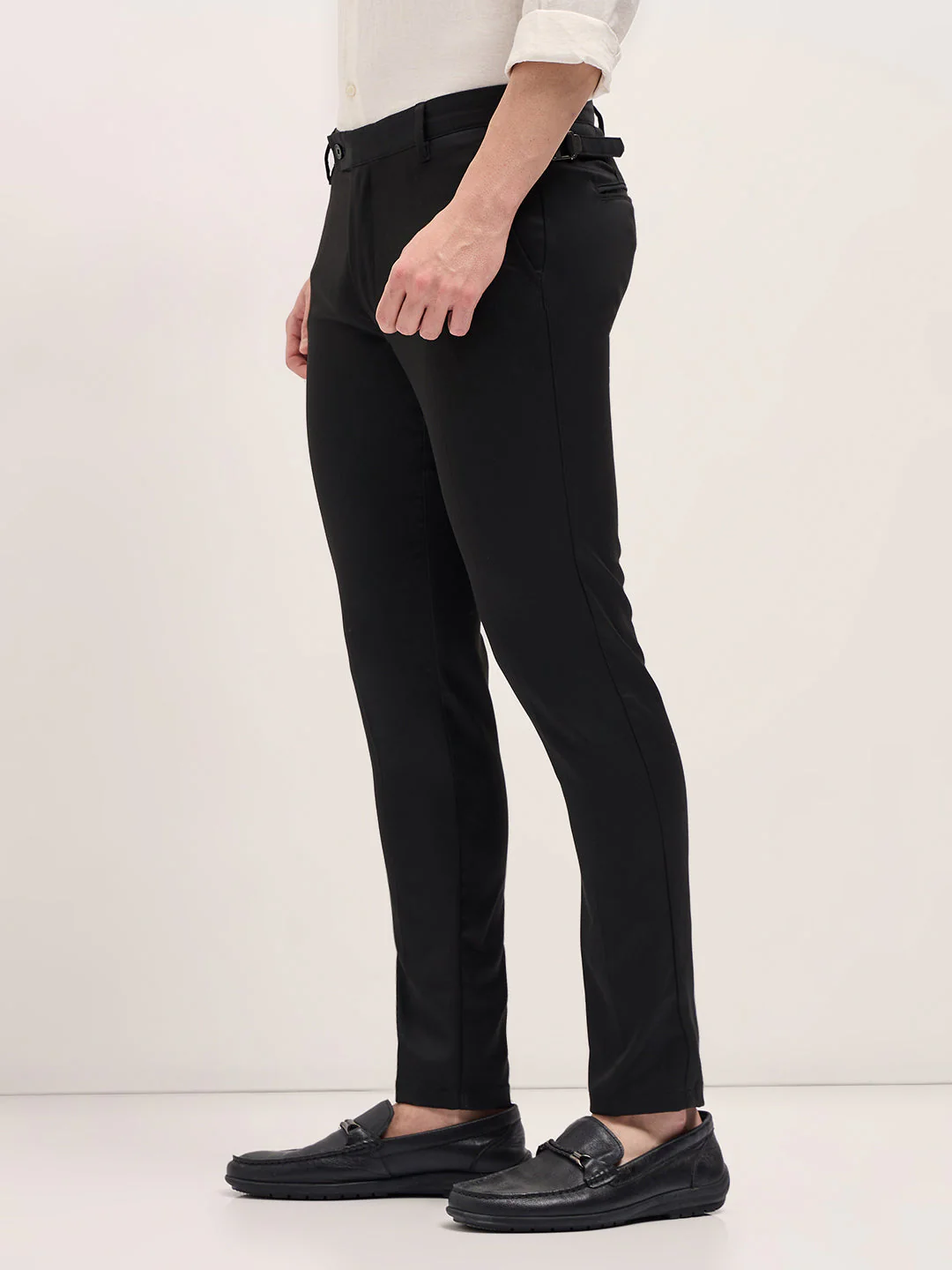 Men Black Slim Fit Formal Trouser - Image 3