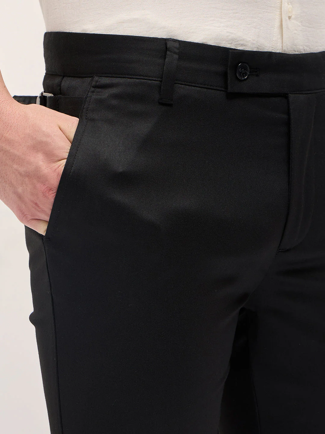Men Black Slim Fit Formal Trouser - Image 6