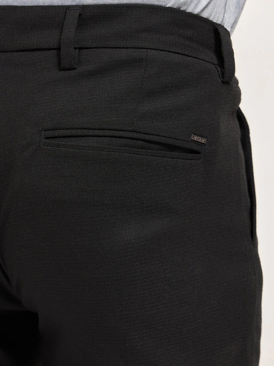 Men Black Slim Fit Formal Trousers - Image 6