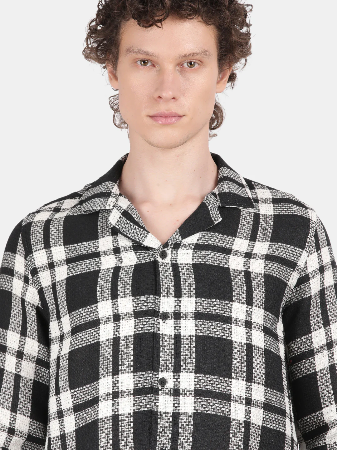 Men Black Slim Fit Lapel Collar Full Sleeve Casual Shirt - Image 6