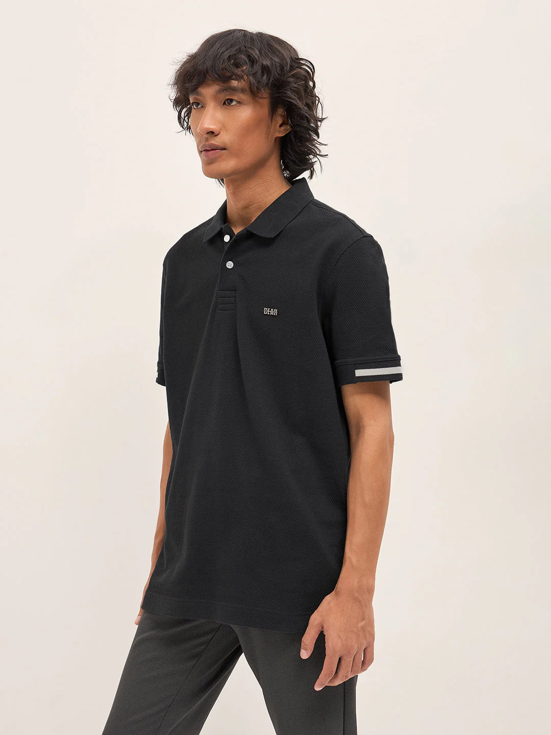 Men Black Slim Fit Polo - Image 3