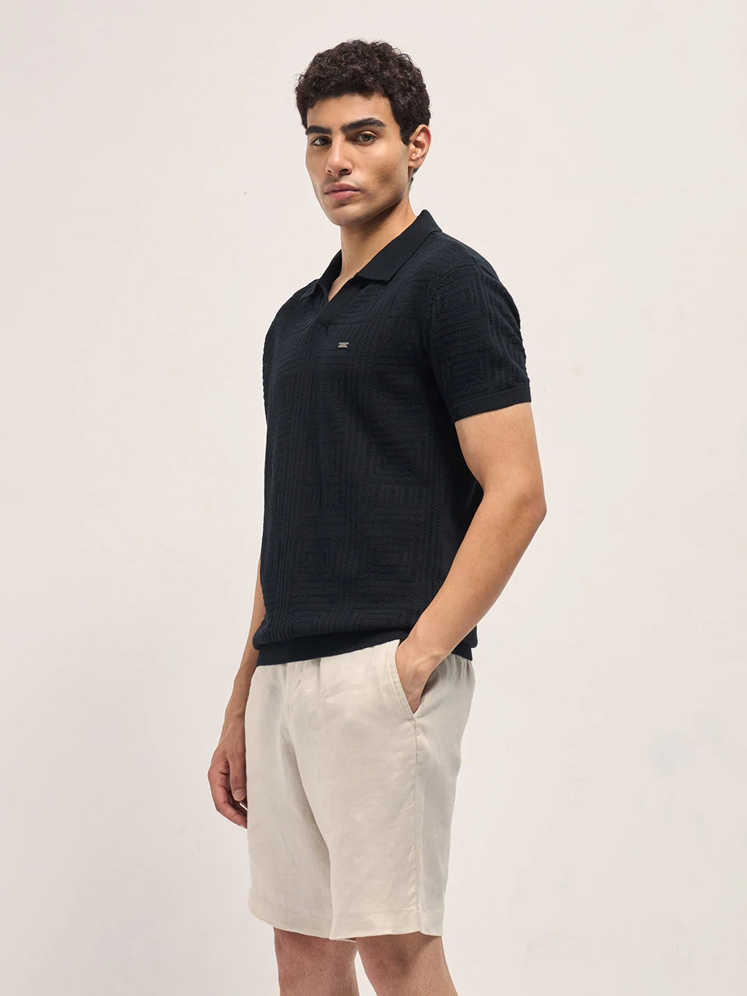 Men Black Slim Fit Polo - Image 3