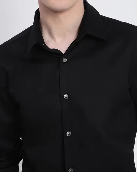 Men Black Slim Fit Shirt - Image 3
