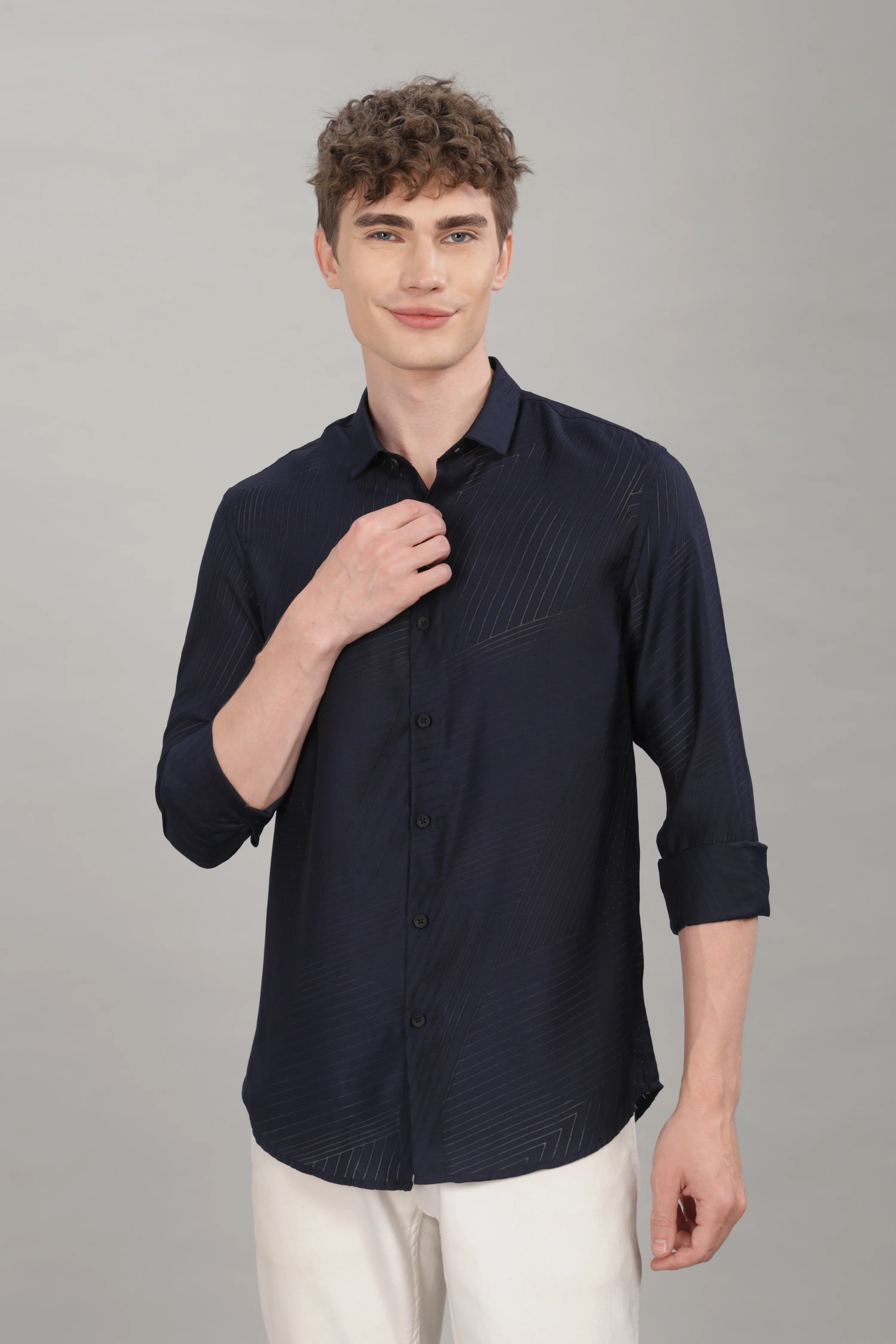 Men Black Slim Fit Shirt - Image 2