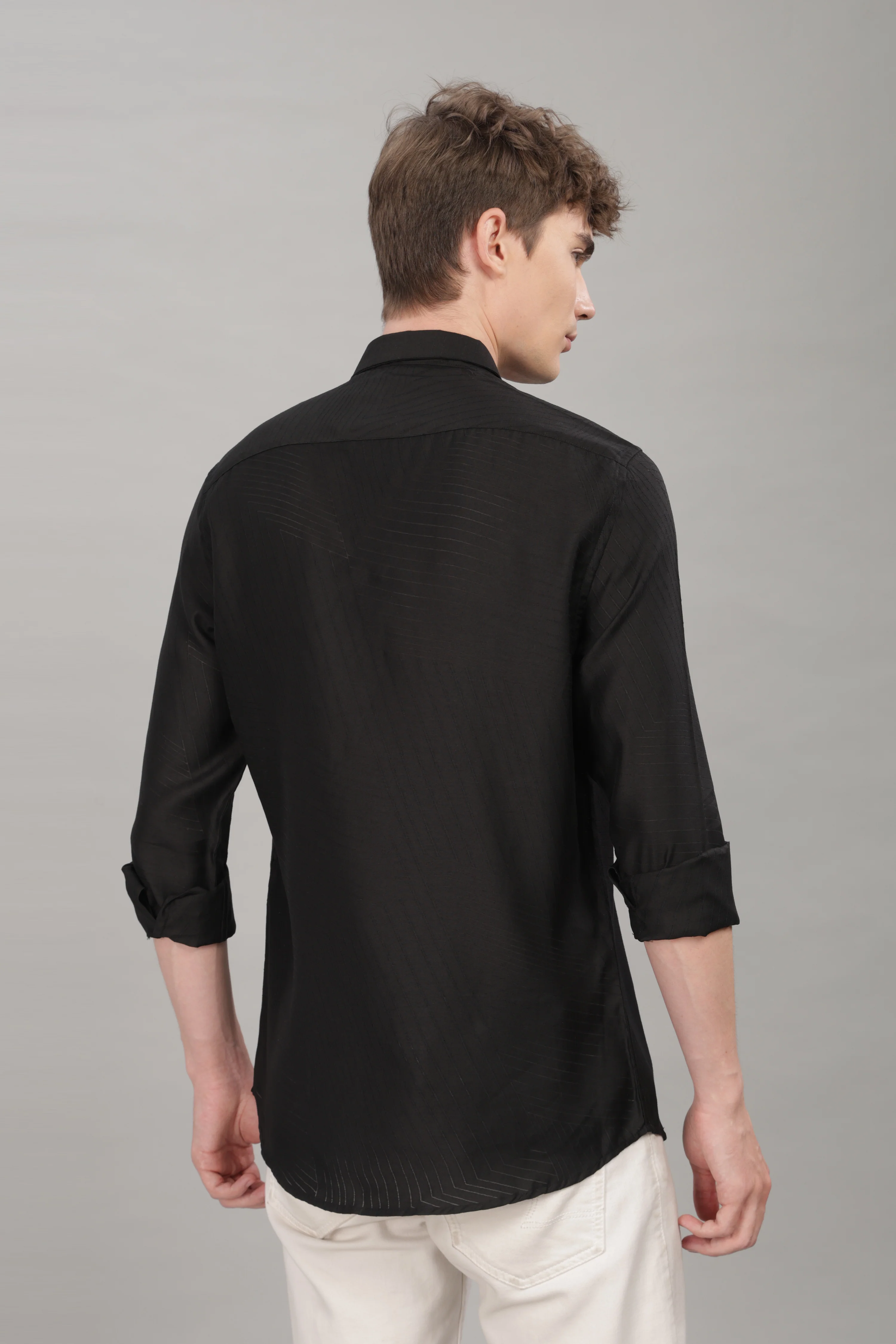 Men Black Slim Fit Shirt - Image 3