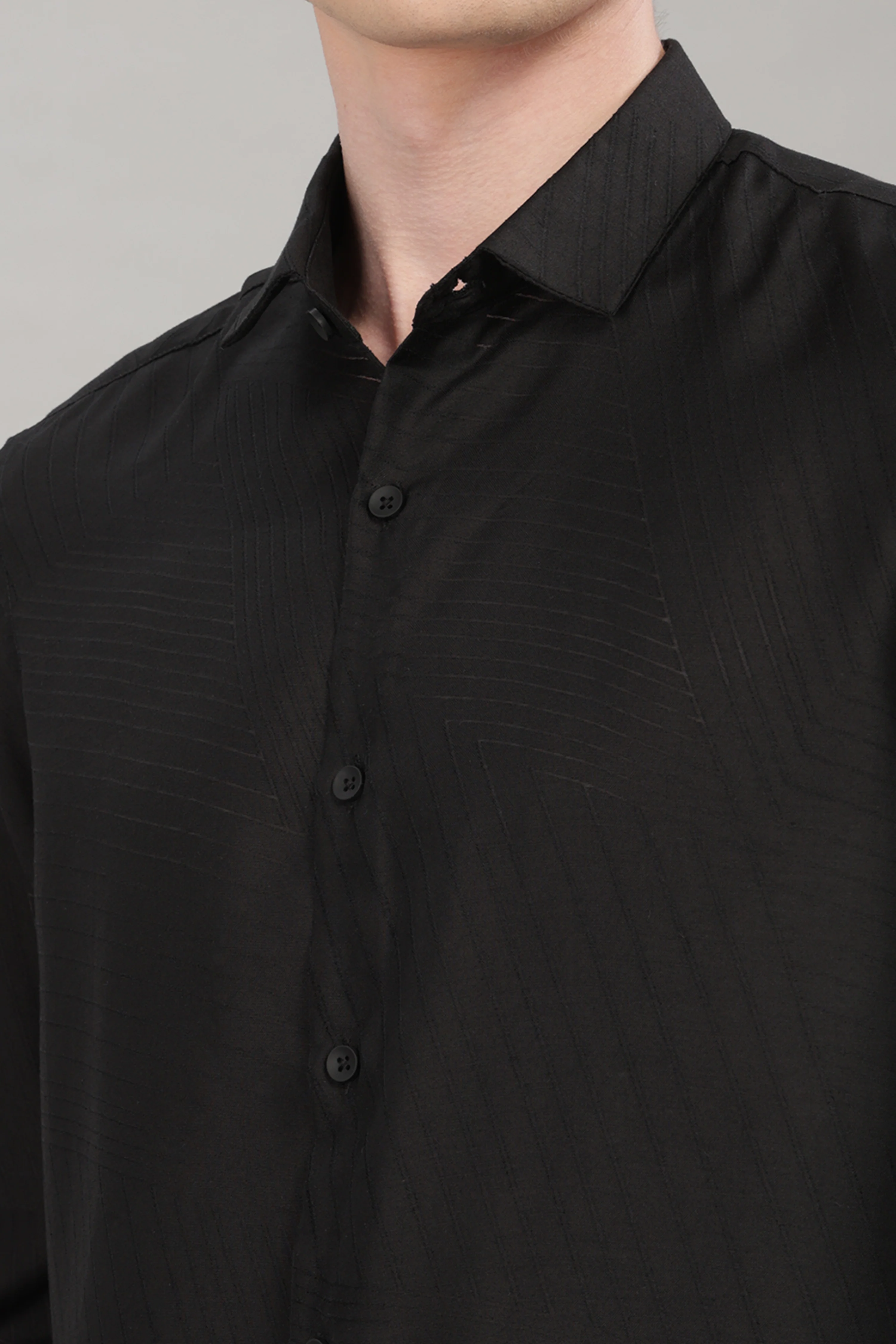 Men Black Slim Fit Shirt - Image 6