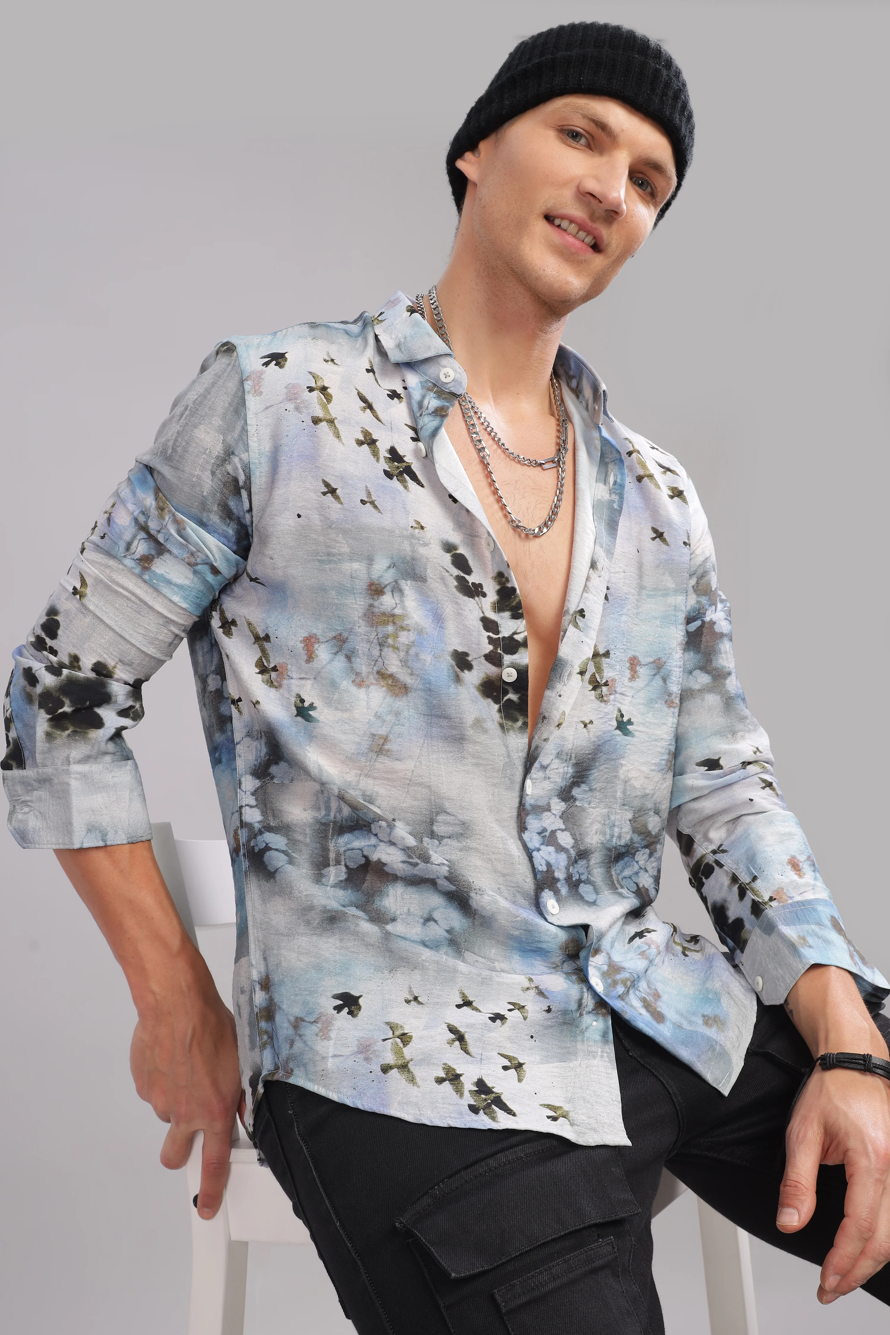 Men Black Slim Fit Shirt - Image 2