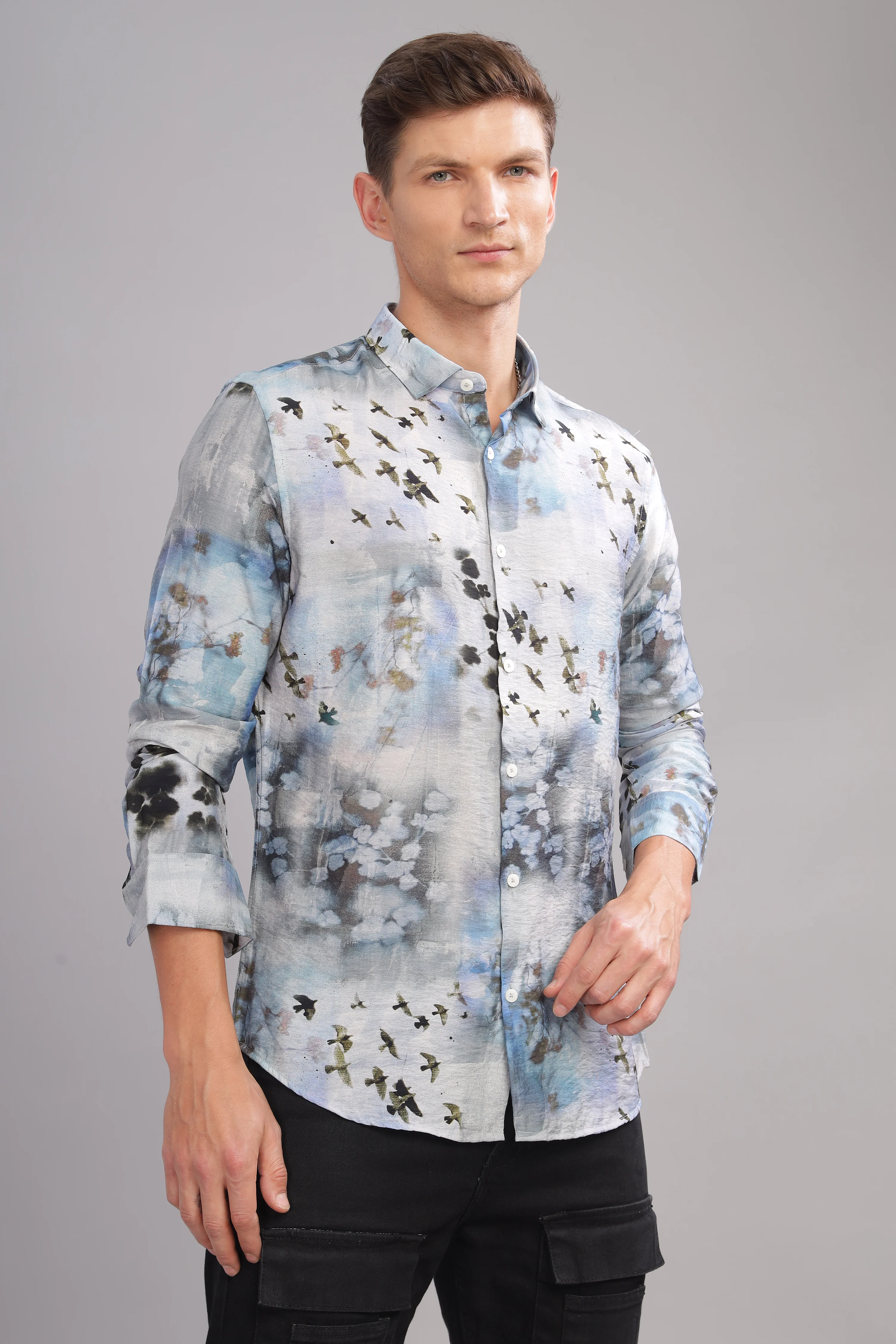 Men Black Slim Fit Shirt - Image 5