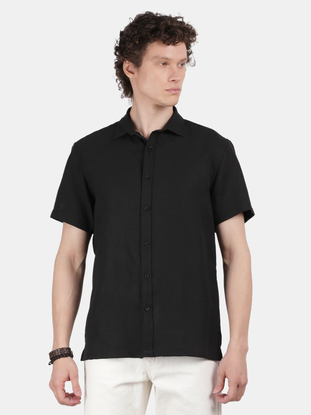 Men Black Slim Fit Shirt - Image 2