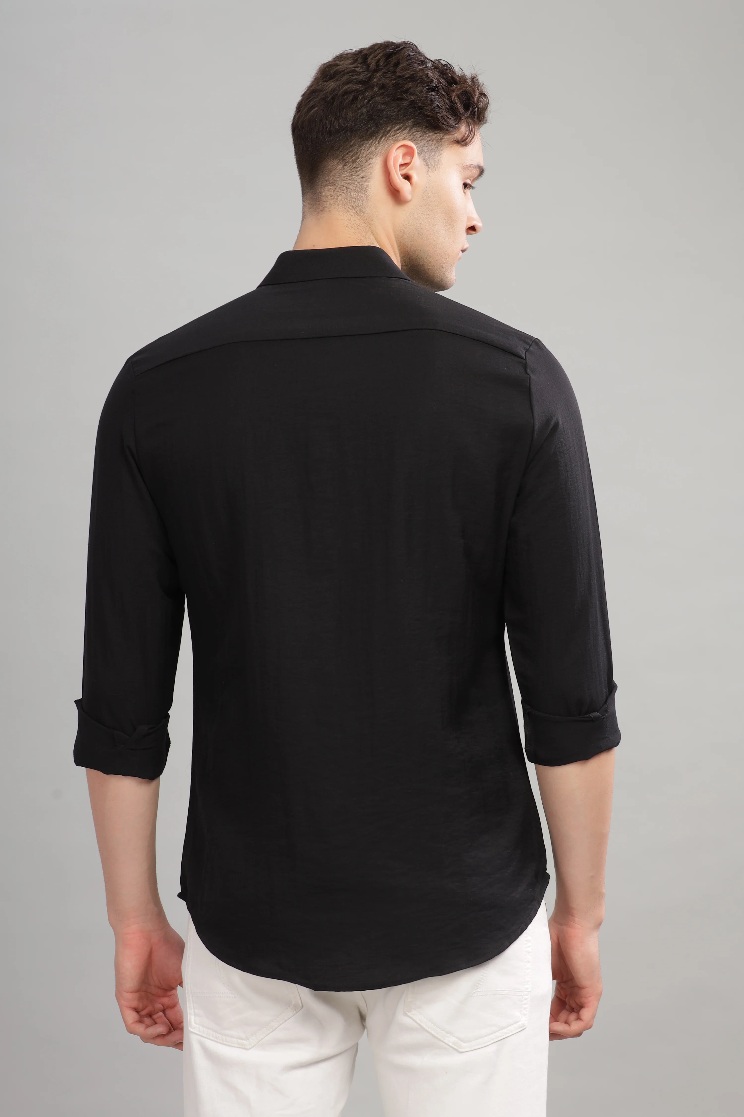 Men Black Slim Fit Shirt - Image 3