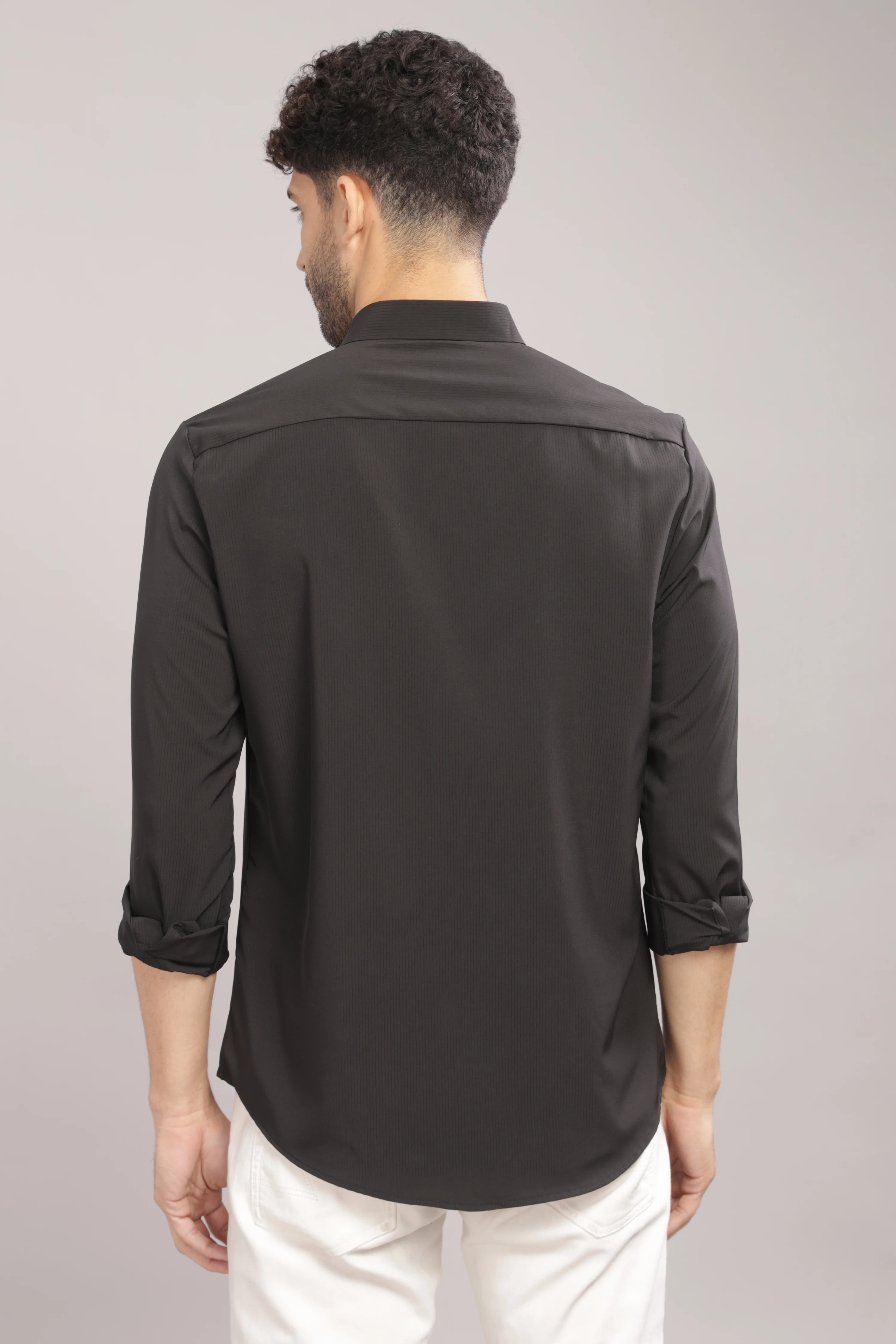 Men Black Slim Fit Shirt - Image 3