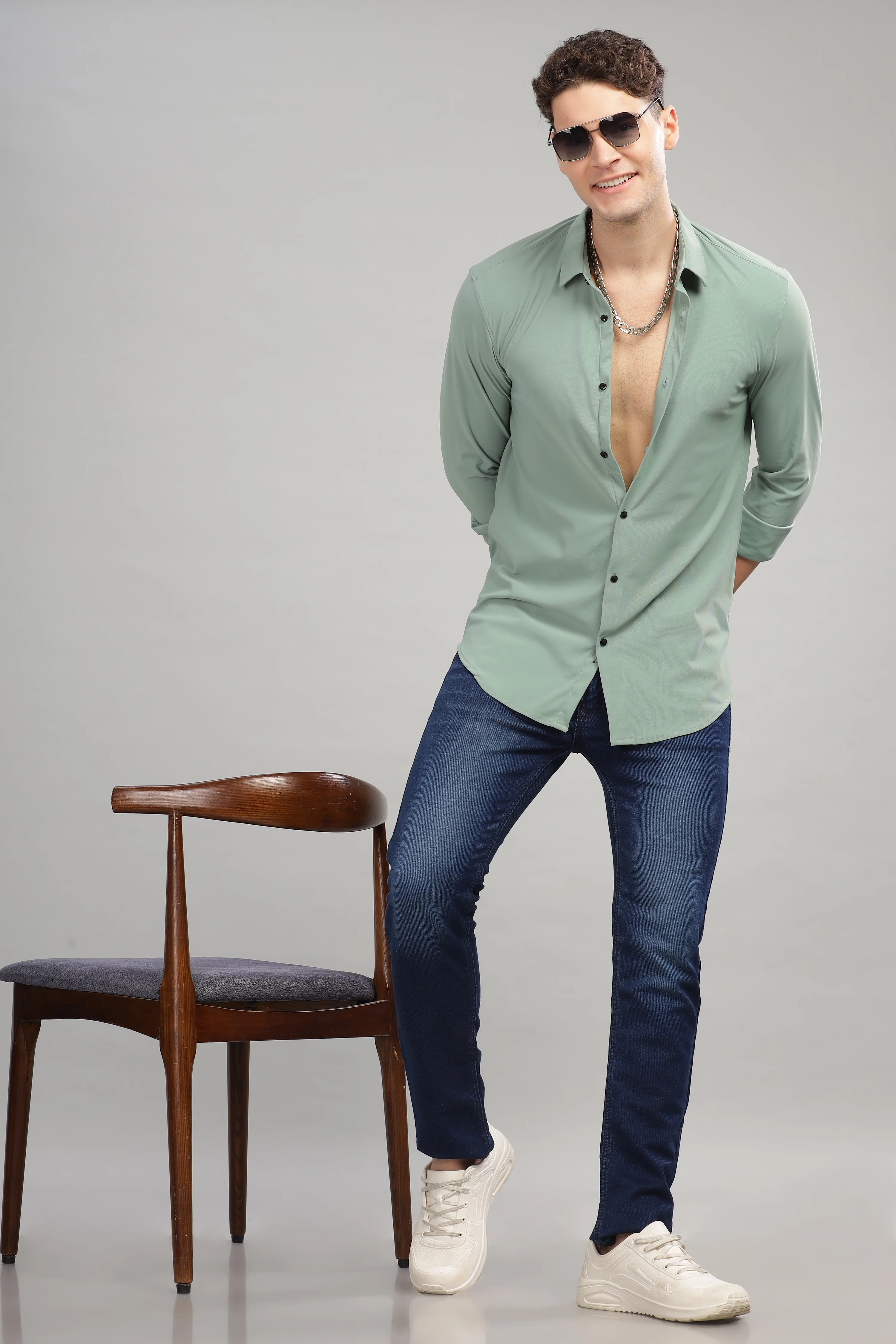 Men Green Slim Fit Shirt - Image 2