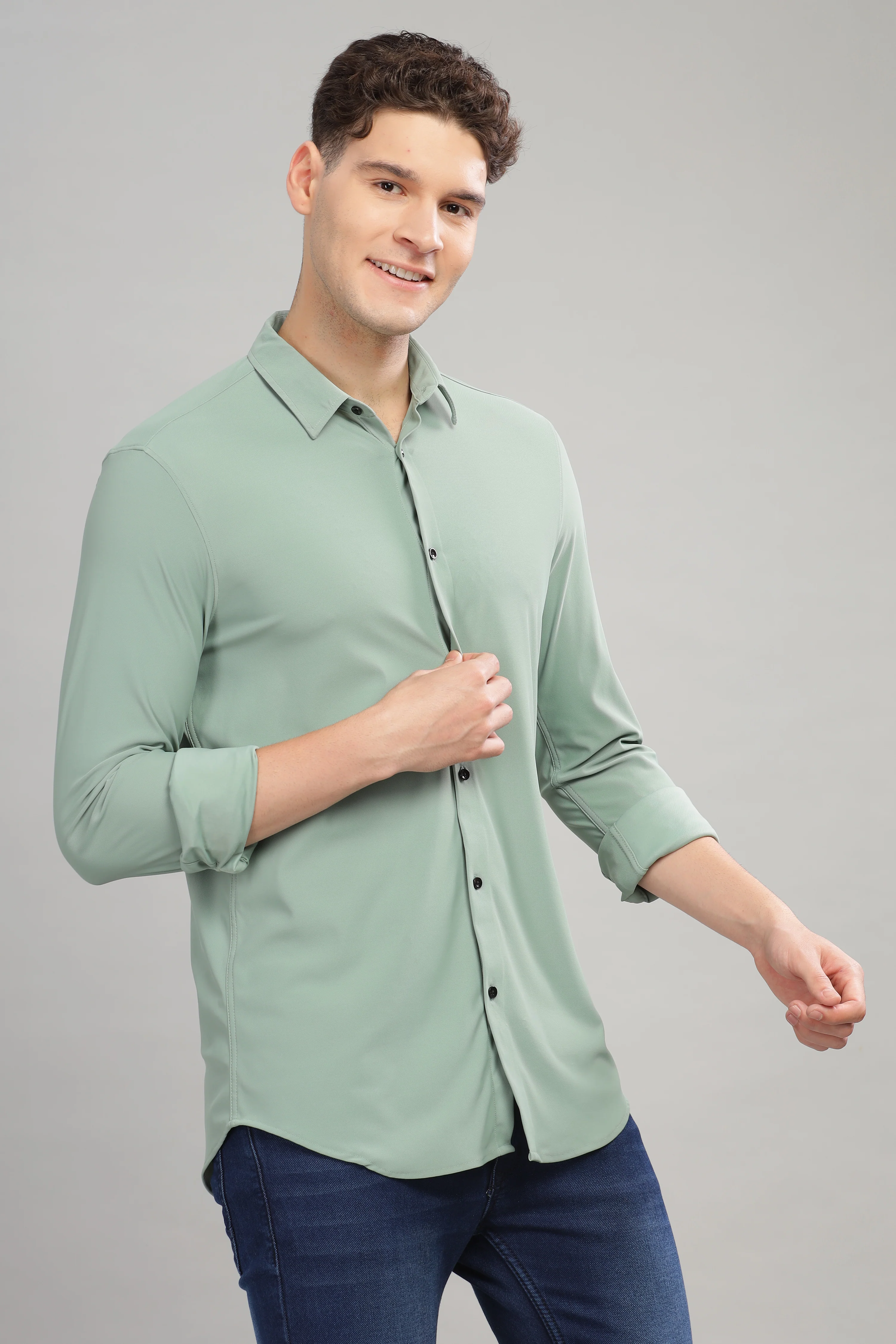 Men Green Slim Fit Shirt - Image 4