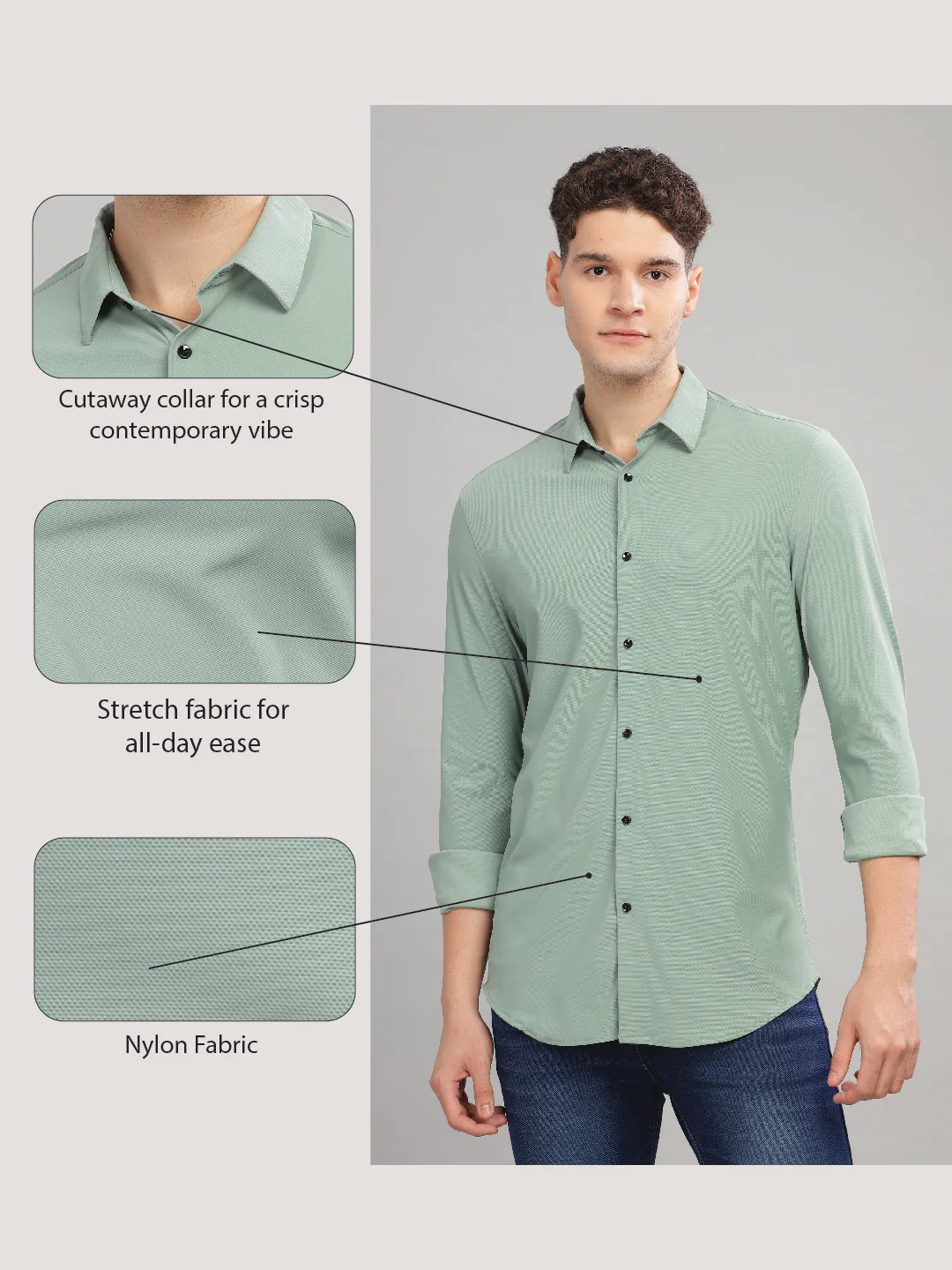 Men Green Slim Fit Shirt - Image 6