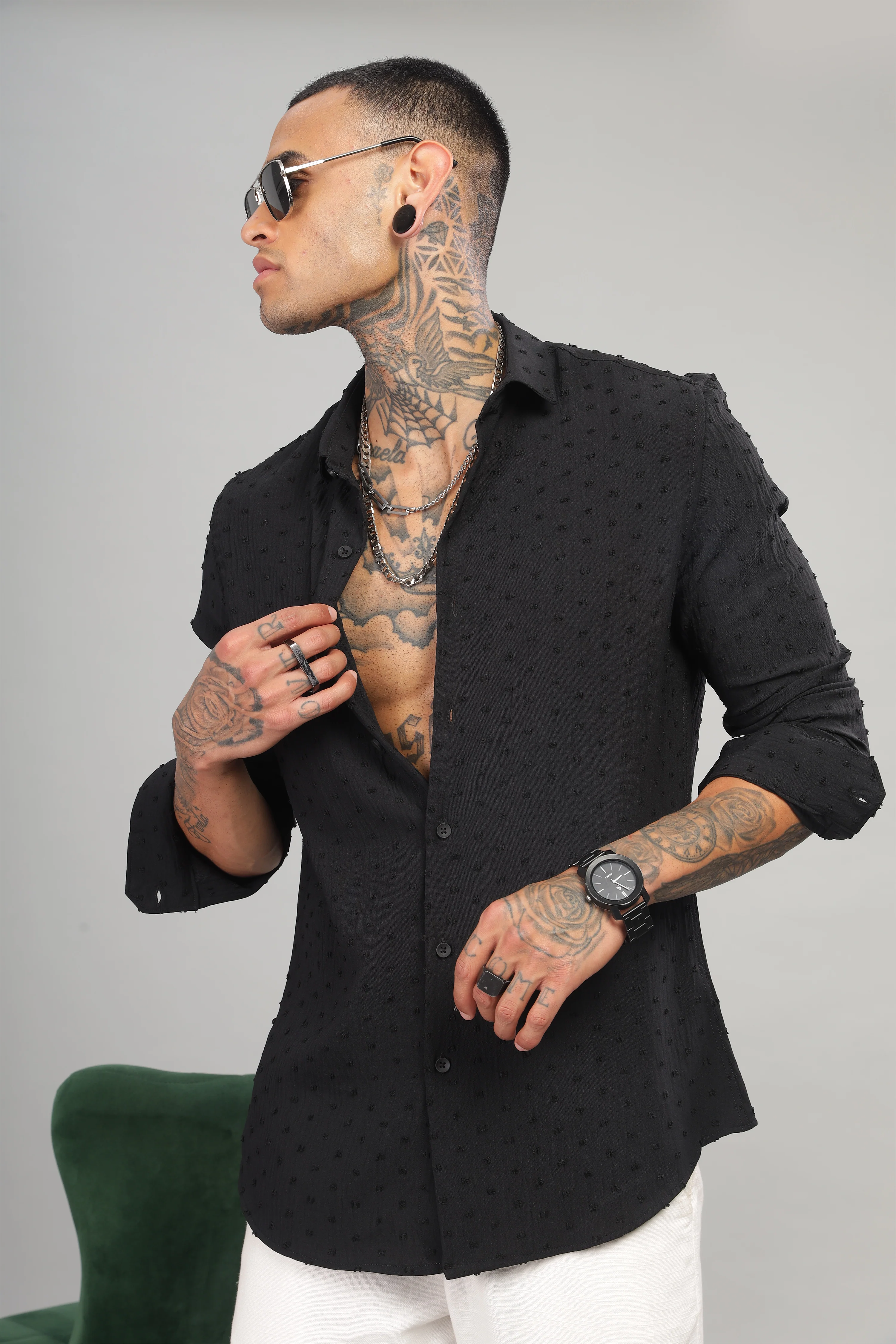 Men Black Slim Fit Shirt