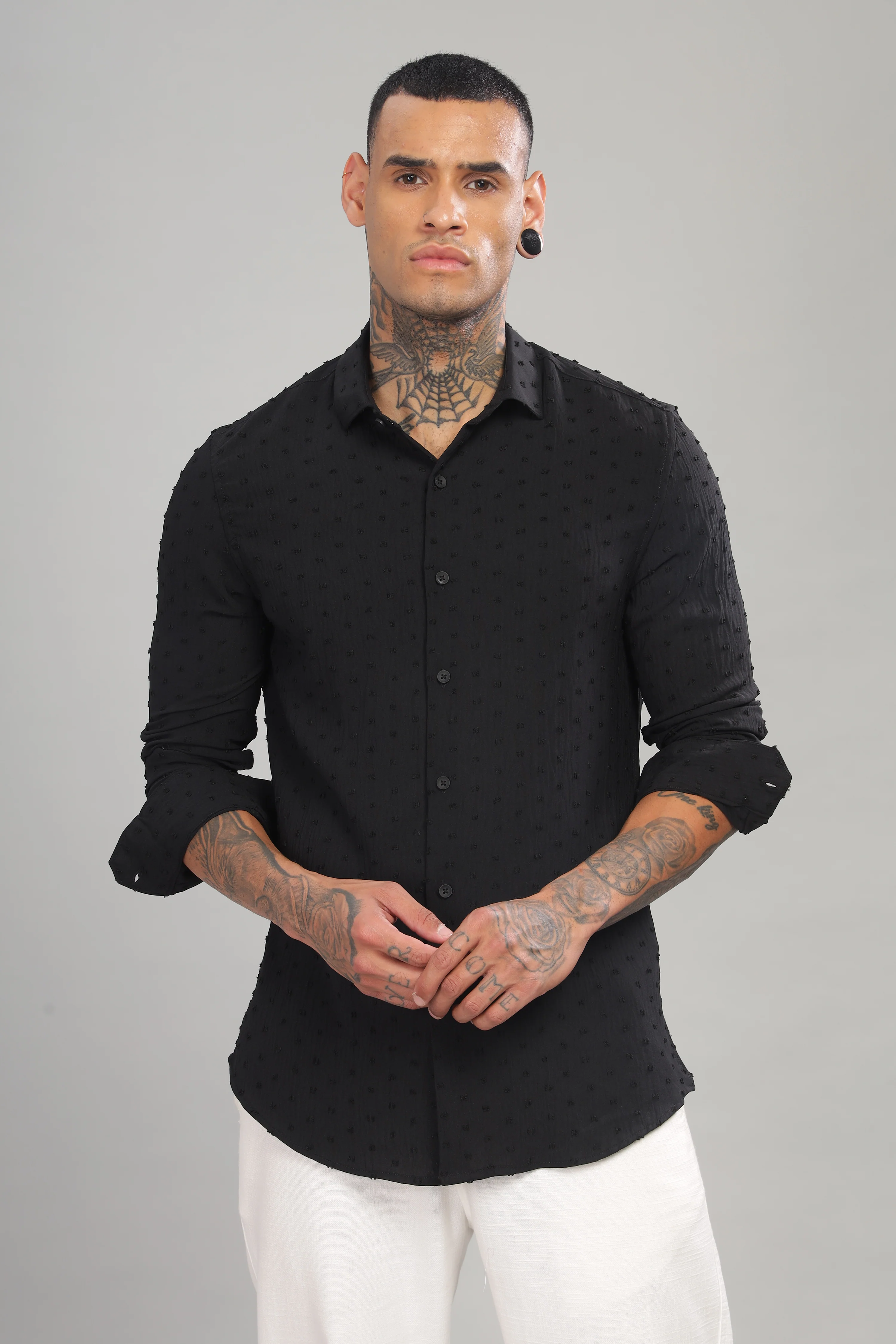 Men Black Slim Fit Shirt - Image 2