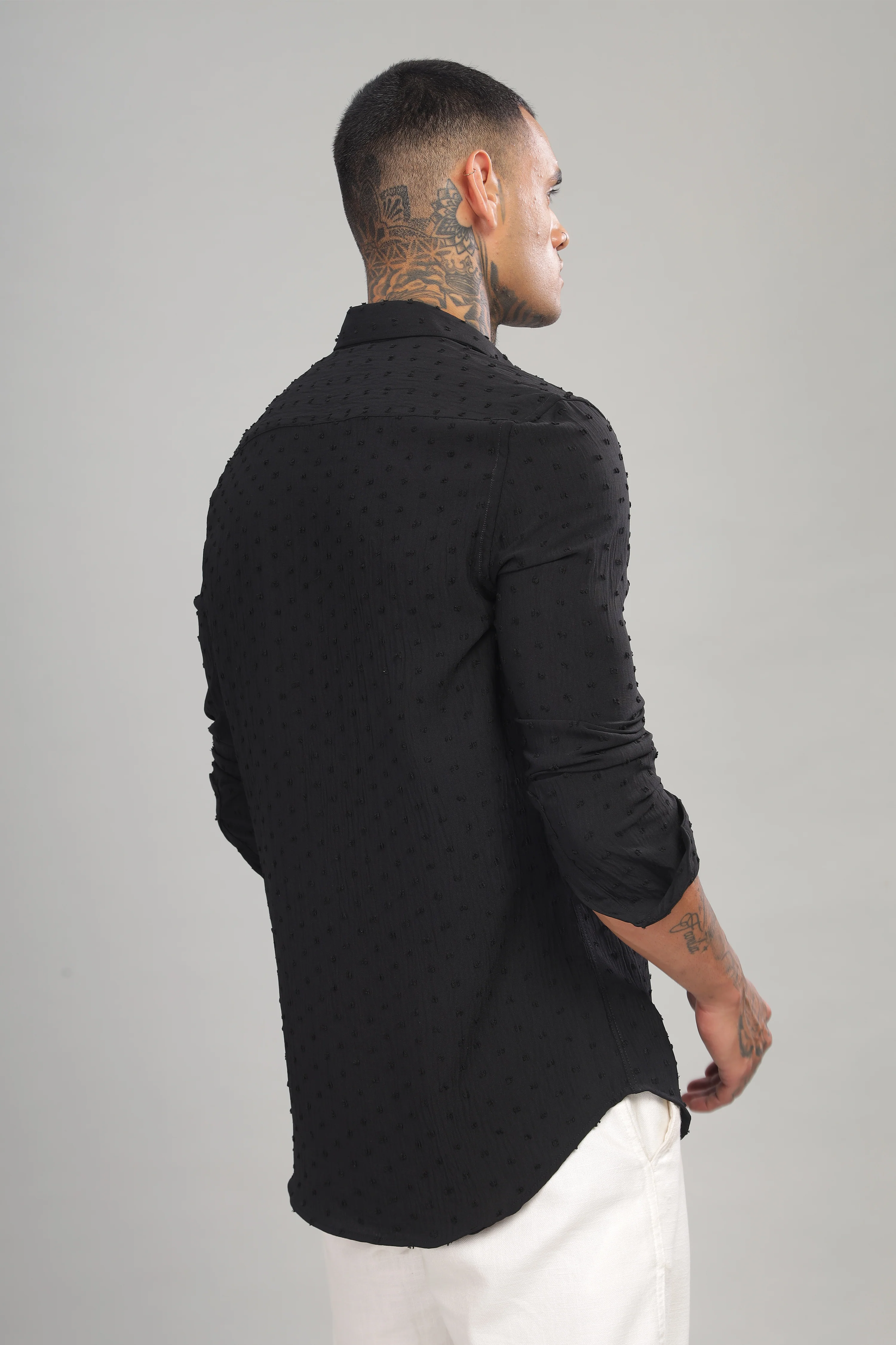 Men Black Slim Fit Shirt - Image 3