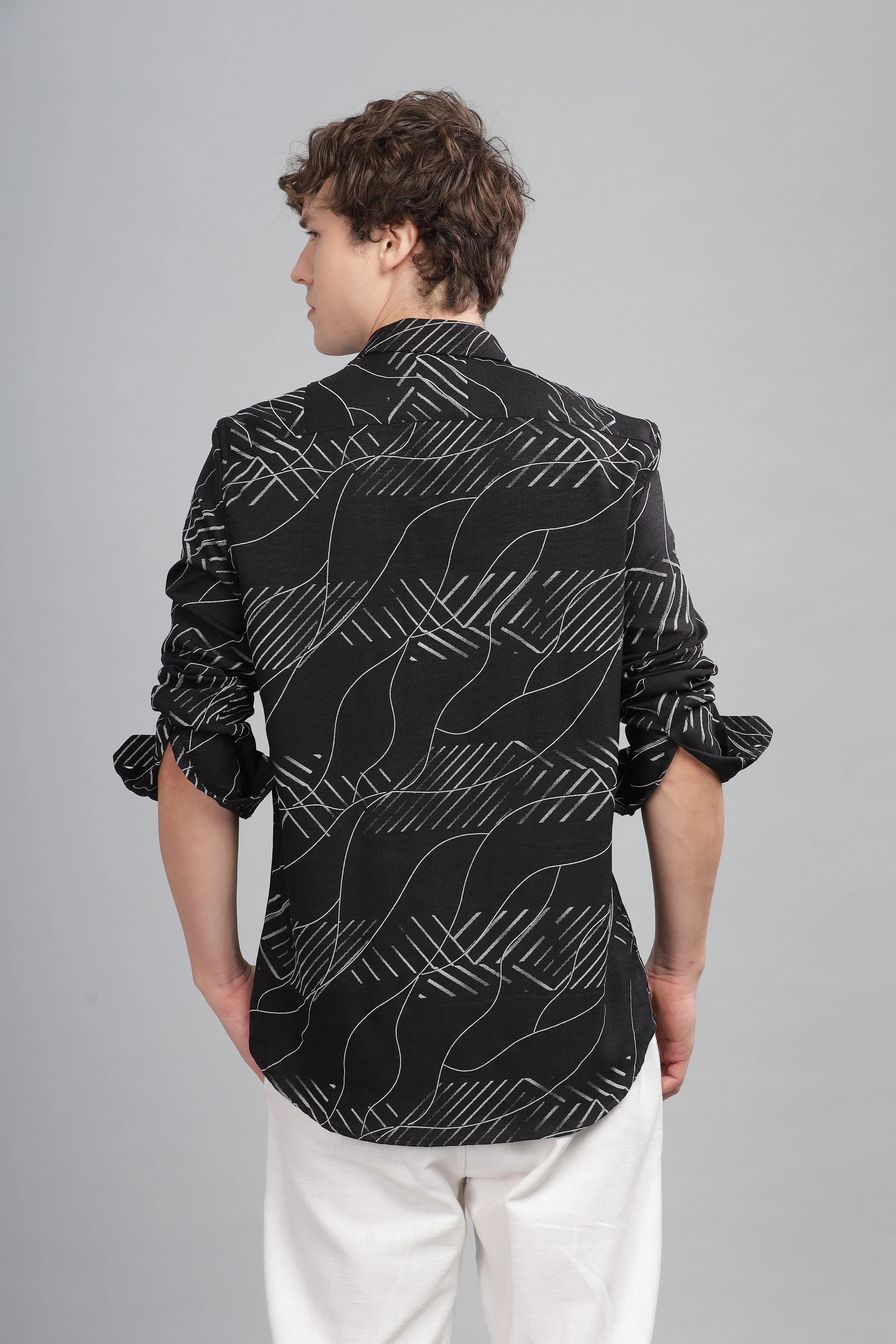 Men Black Slim Fit Shirt - Image 3