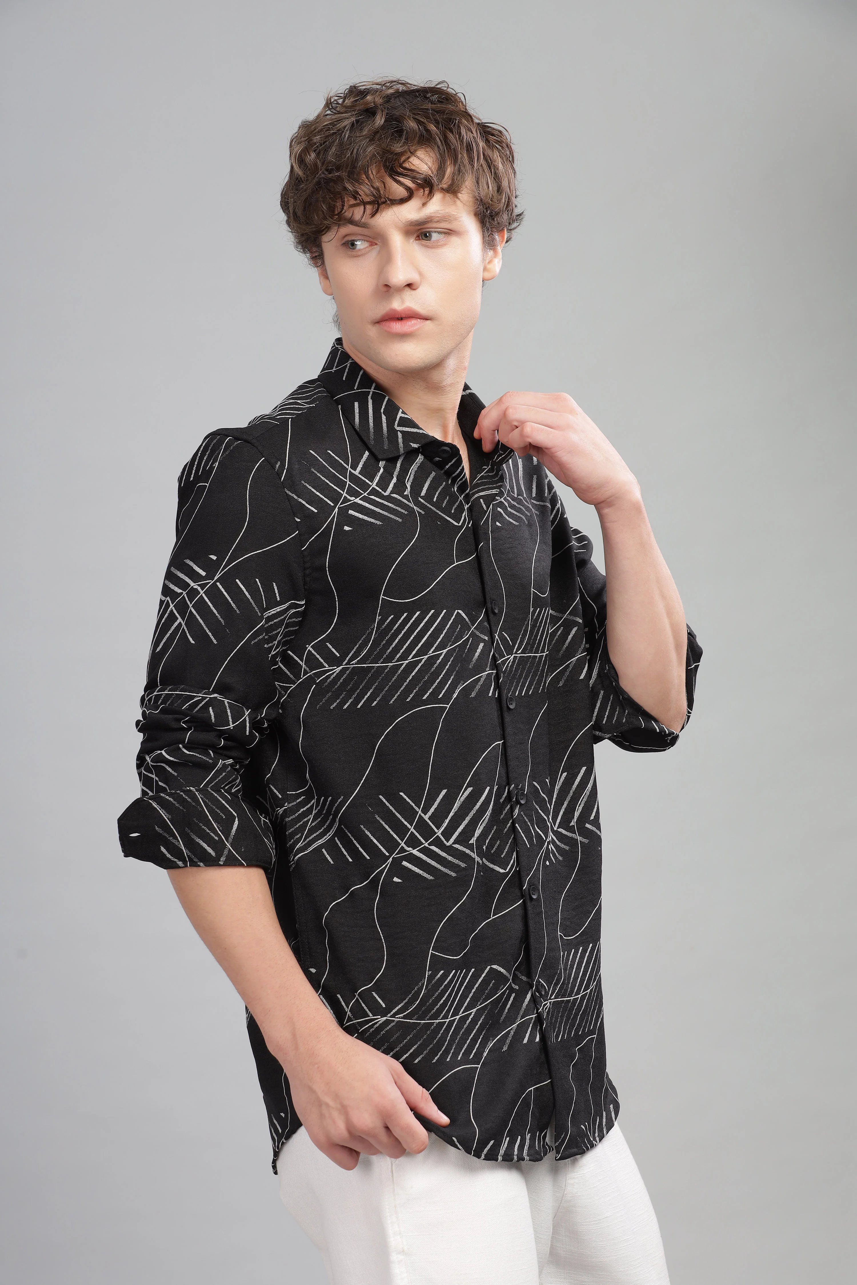 Men Black Slim Fit Shirt - Image 5