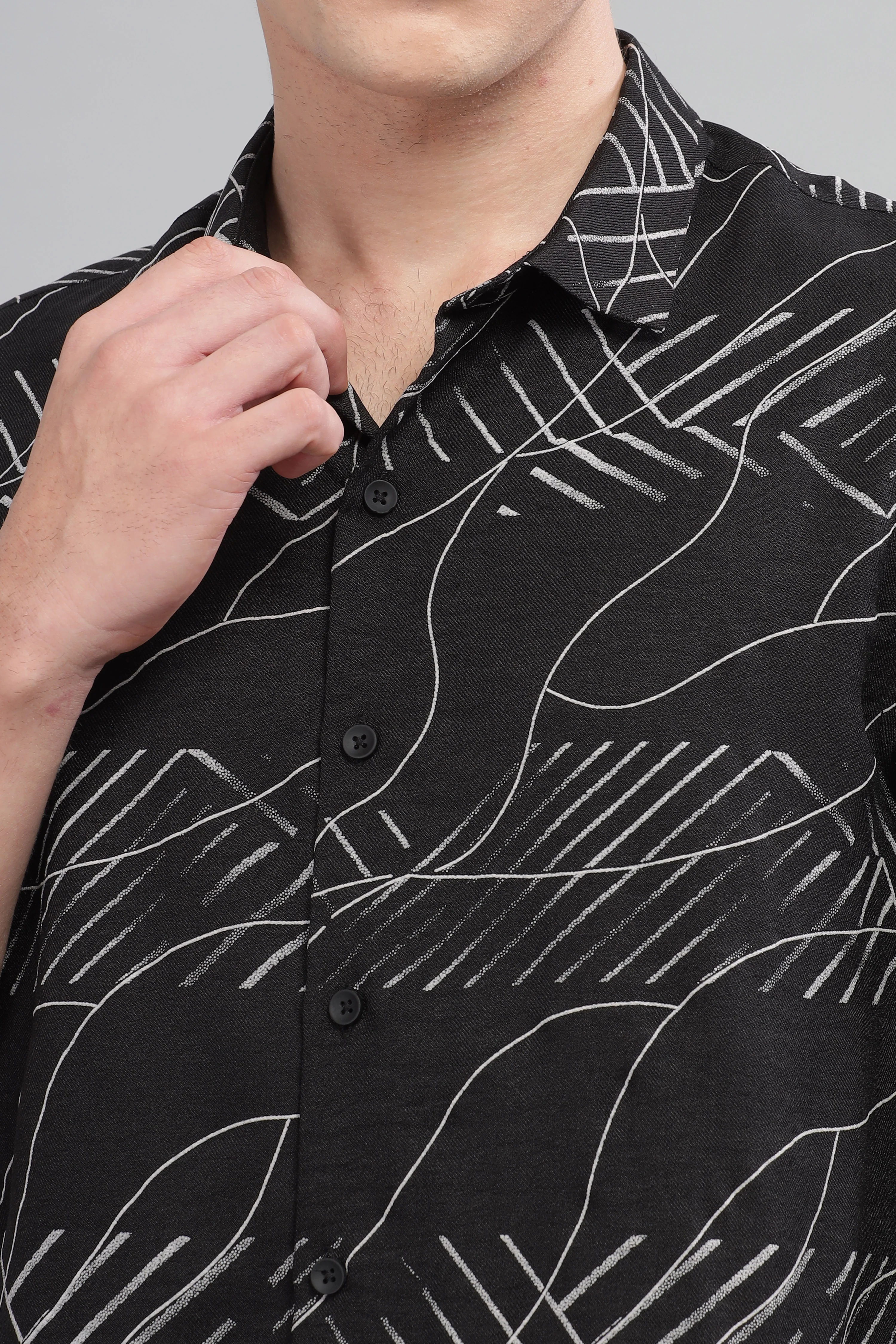 Men Black Slim Fit Shirt - Image 6