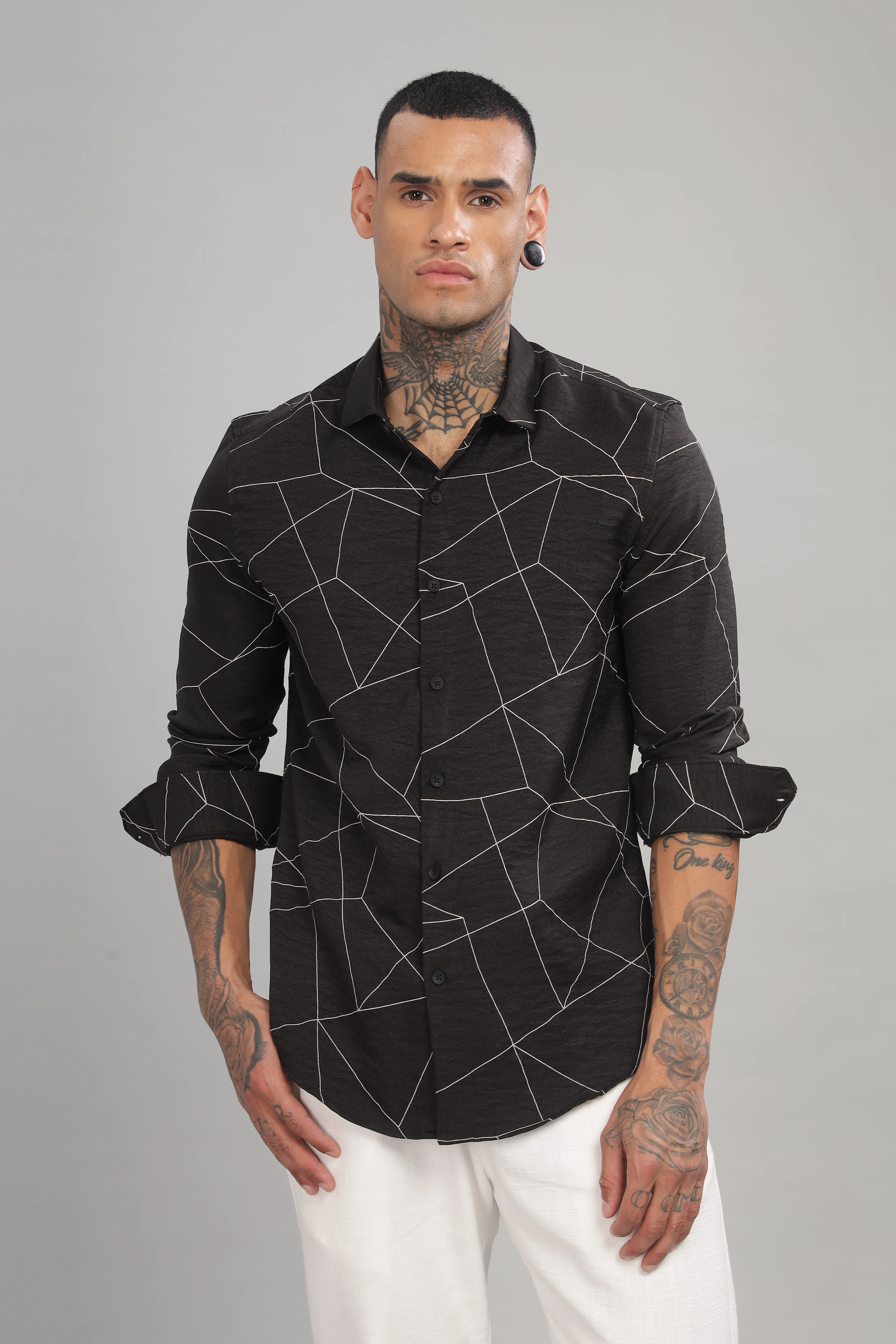 Men Black Slim Fit Shirt - Image 2