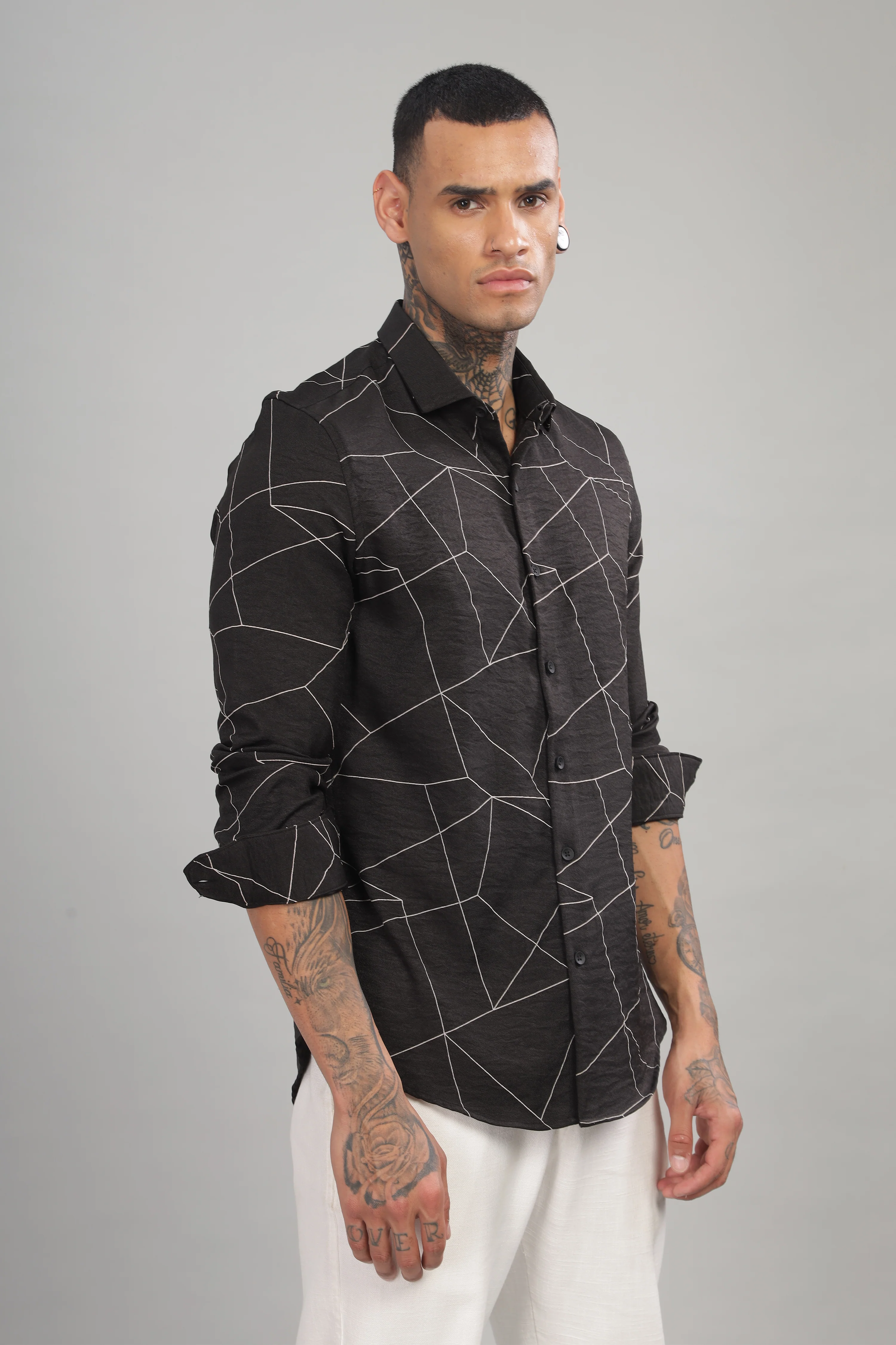 Men Black Slim Fit Shirt - Image 5