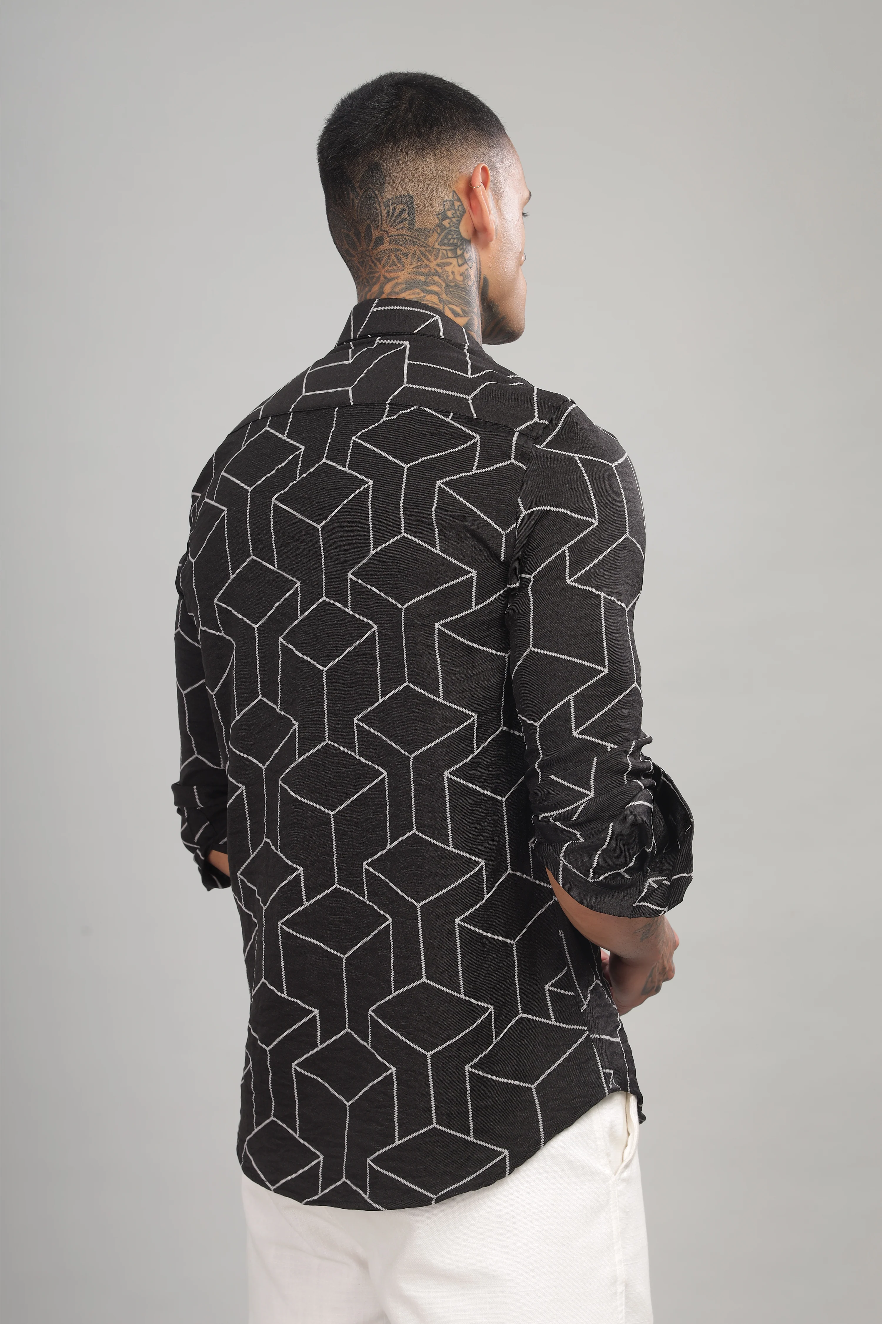 Men Black Slim Fit Shirt - Image 3