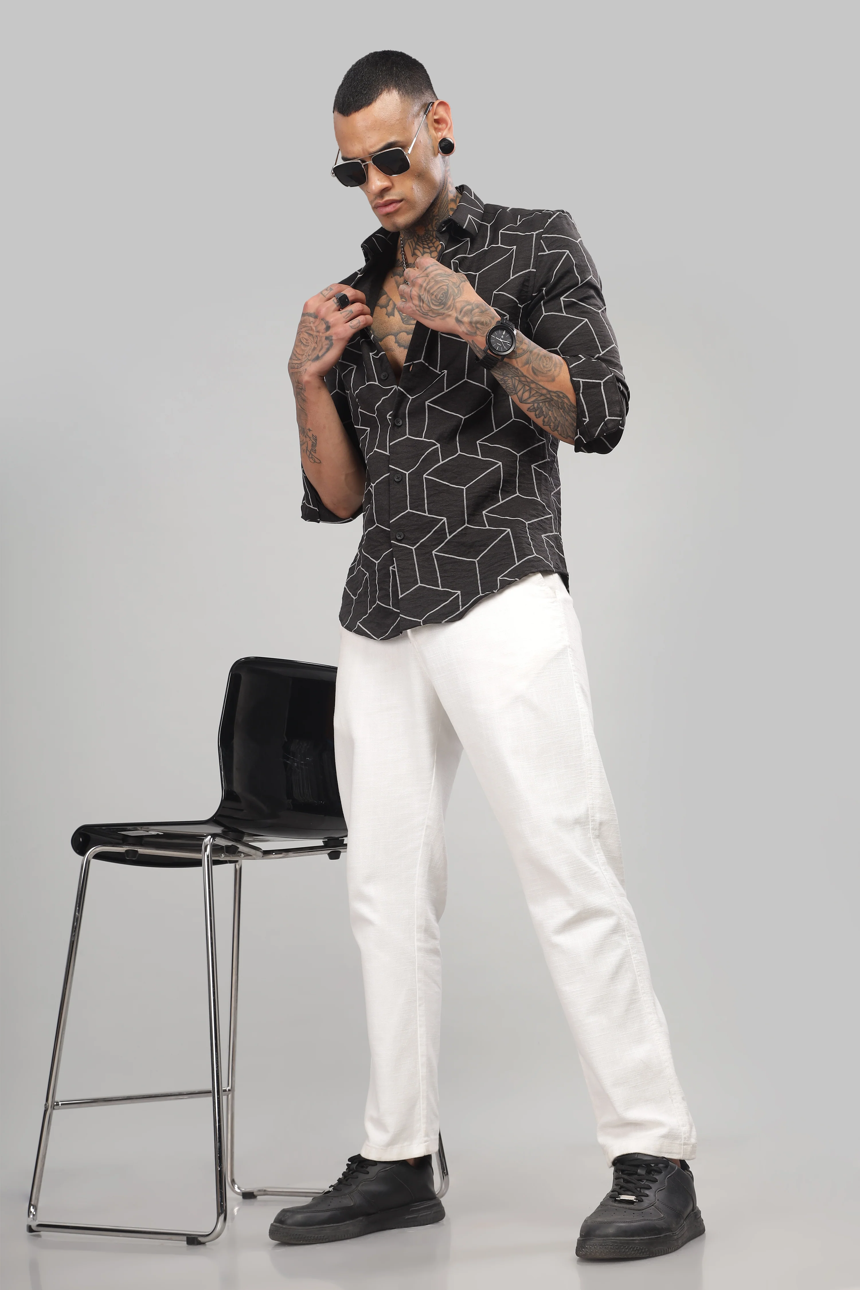 Men Black Slim Fit Shirt - Image 4