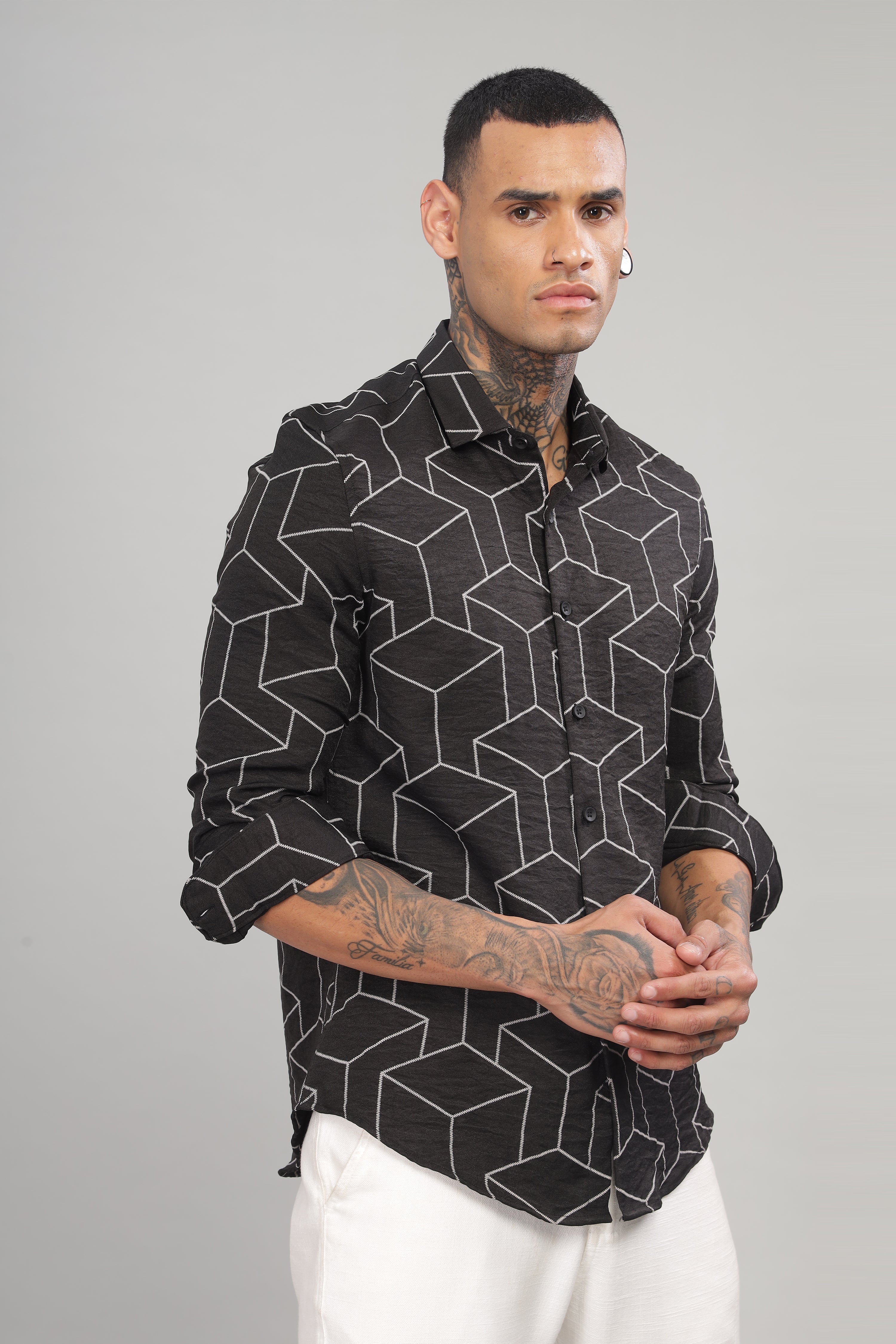 Men Black Slim Fit Shirt - Image 5