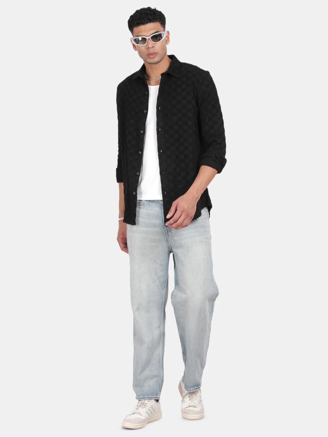Men Black Slim Fit Spread Collar Full Sleeve Casual Shirt - Image 4