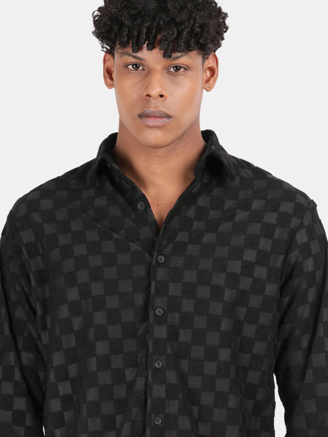 Men Black Slim Fit Spread Collar Full Sleeve Casual Shirt - Image 6