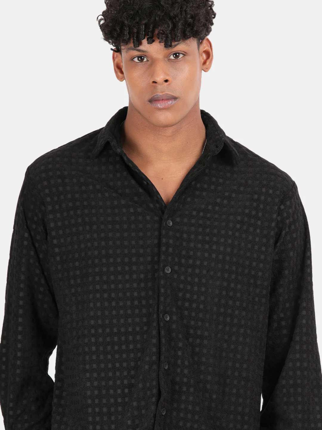 Men Black Slim Fit Spread Collar Full Sleeve Casual Shirt - Image 6